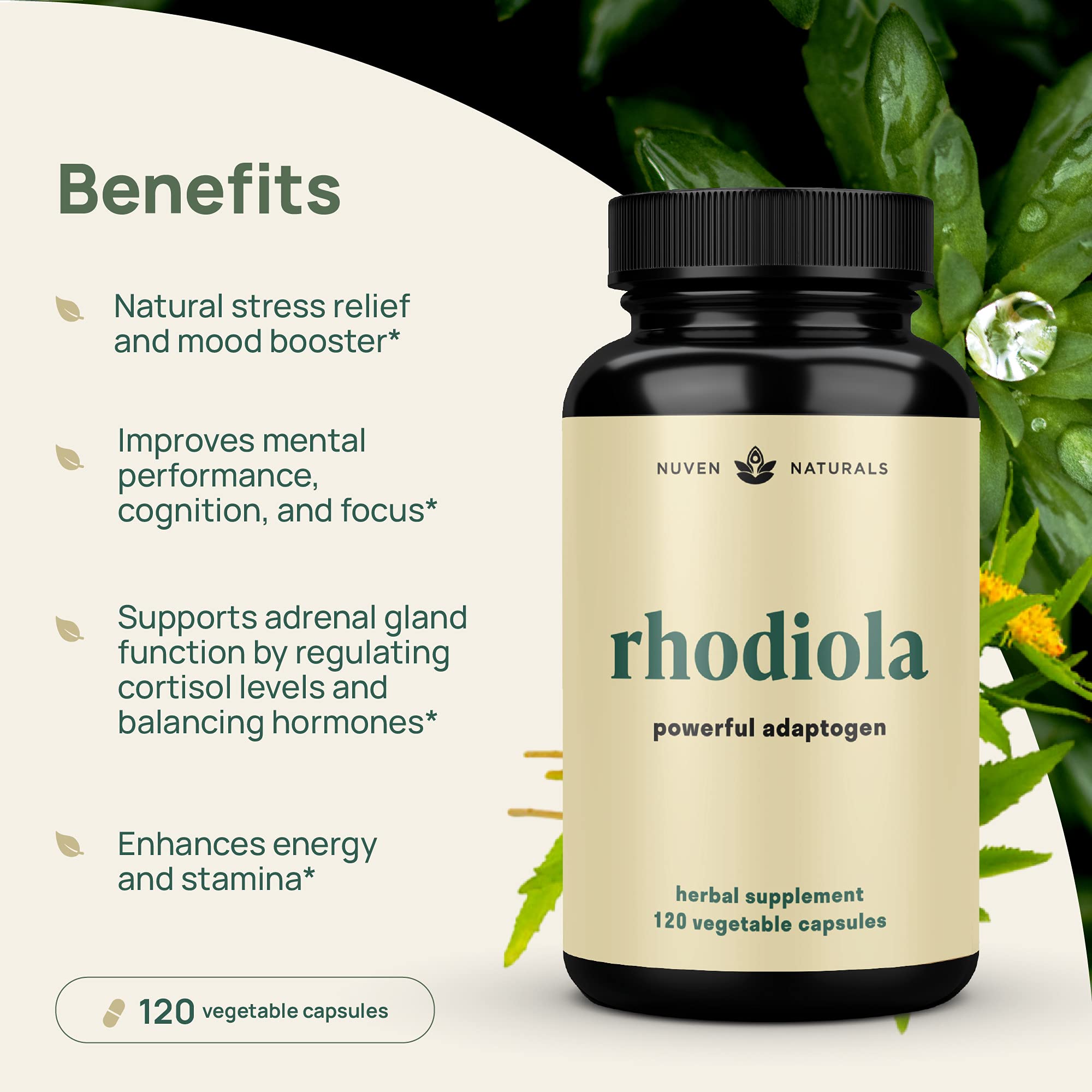Foto 4 pulgar | Suplemento Nuven Naturals Rhodiola Rosea 600 Mg 120 Cápsulas - Venta Internacional.