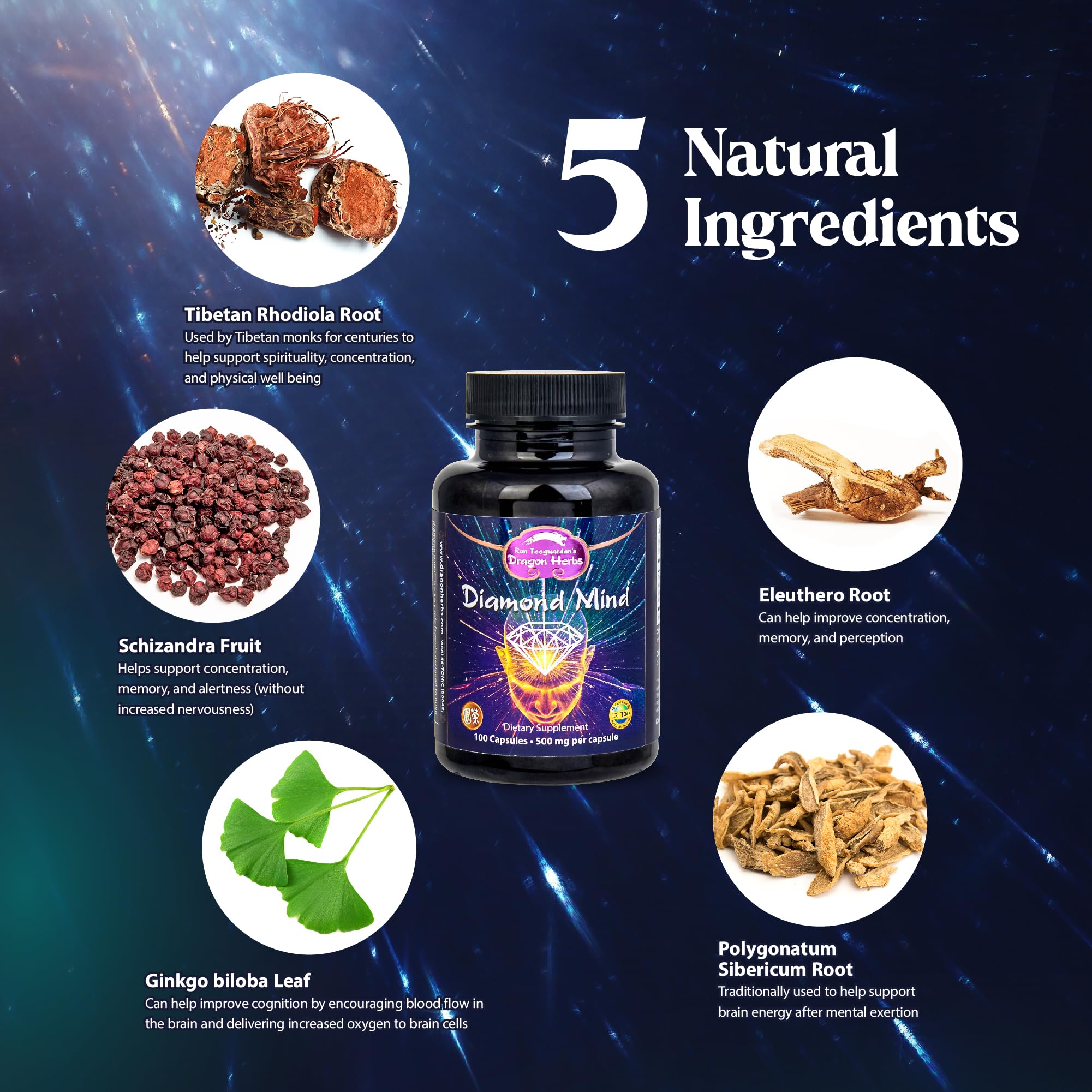 Foto 4 | Suplemento Dragon Herbs Diamond Mind 100 Cápsulas - Venta Internacional.