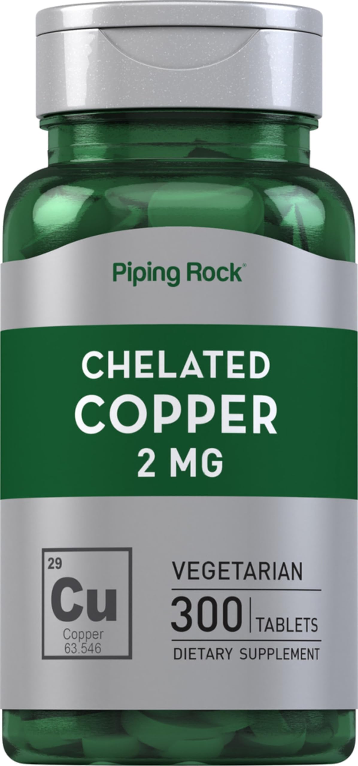 Foto 2 pulgar | Suplemento De Cobre Quelado Piping Rock, 2 Mg, 300 Comprimidos - Venta Internacional.