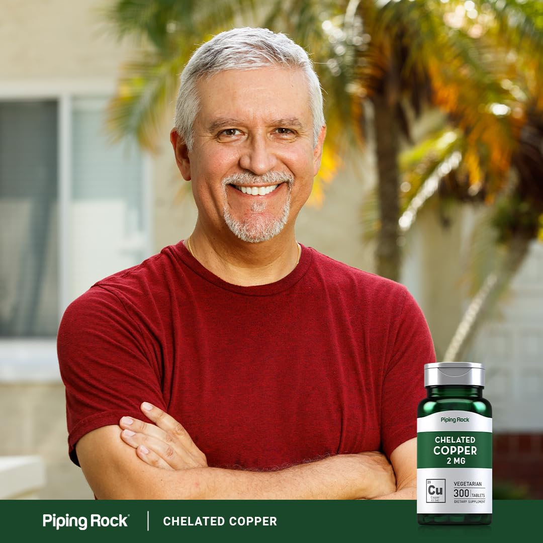 Foto 7 pulgar | Suplemento De Cobre Quelado Piping Rock, 2 Mg, 300 Comprimidos - Venta Internacional.