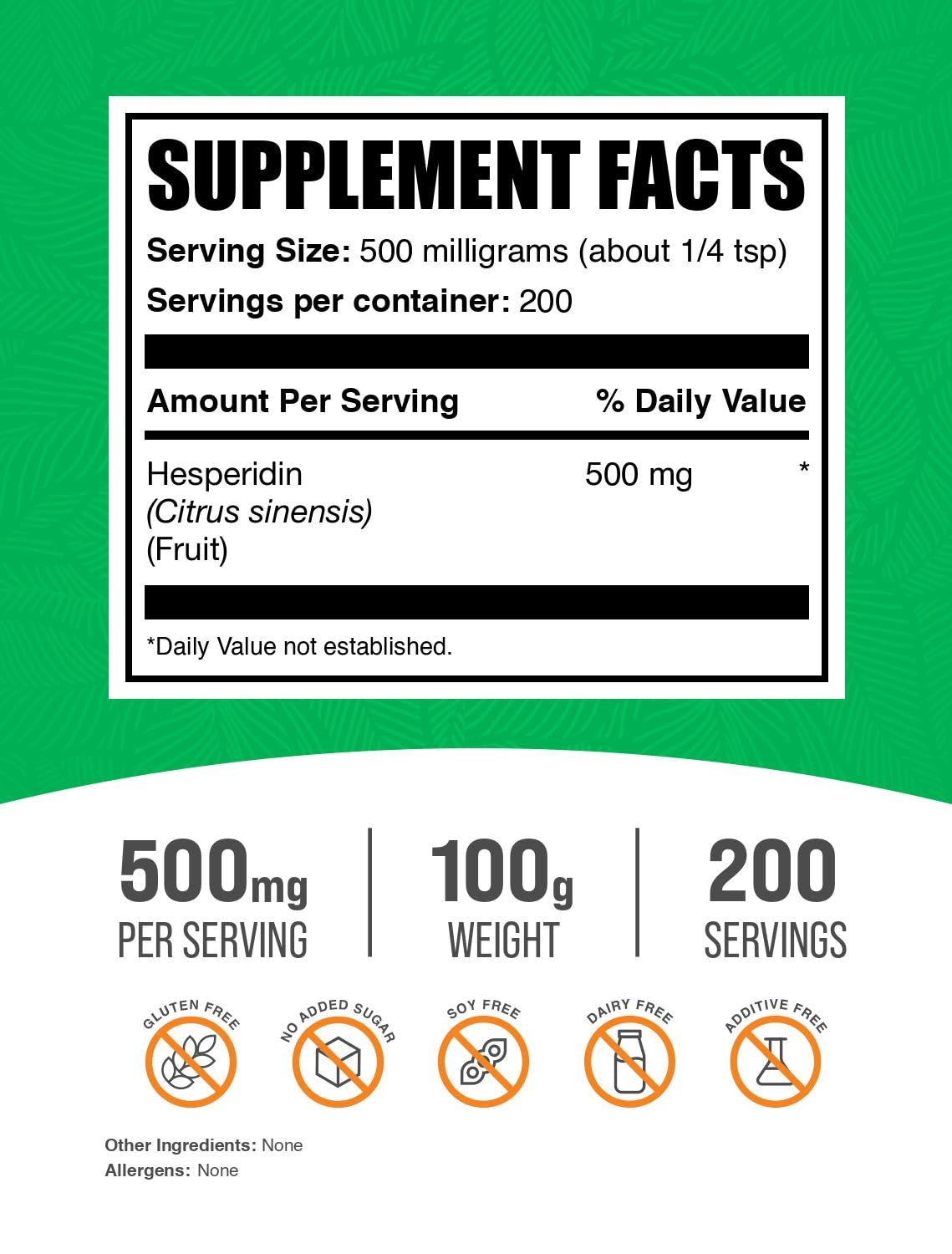 Foto 3 pulgar | Suplemento Bulksupplements.com Hesperidina 500 Mg En Polvo 100 G - Venta Internacional.