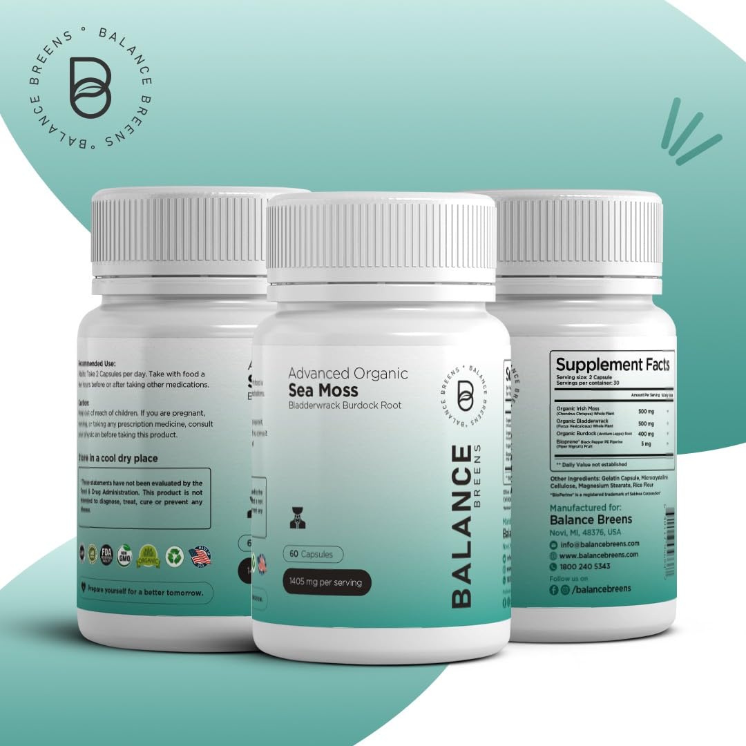 Foto 4 pulgar | Suplemento Balancebreens Organic Irish Sea Moss 60 Cápsulas - Venta Internacional.