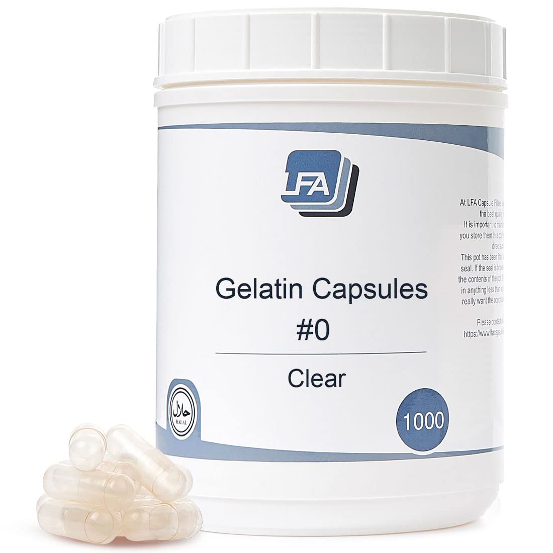 Foto 1 | Cápsulas Vacías De Gelatina Lfa Tamaño 0, 1000 Unidades, Gel Halal De Ternera - Venta Internacional.