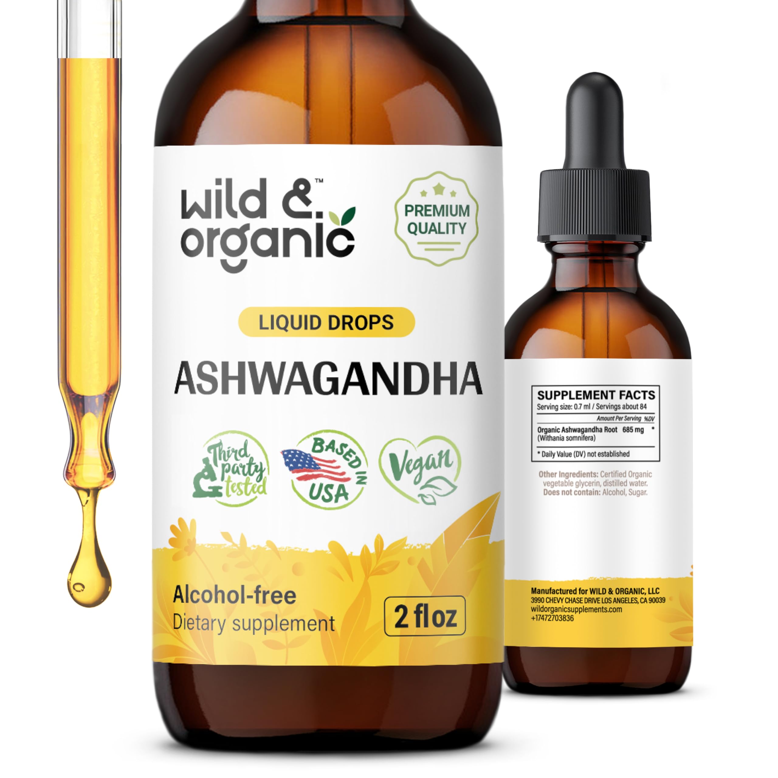 Foto 2 pulgar | Suplemento Líquido De Ashwagandha Salvaje Y Orgánico, 60 Ml, Vegano - Venta Internacional.