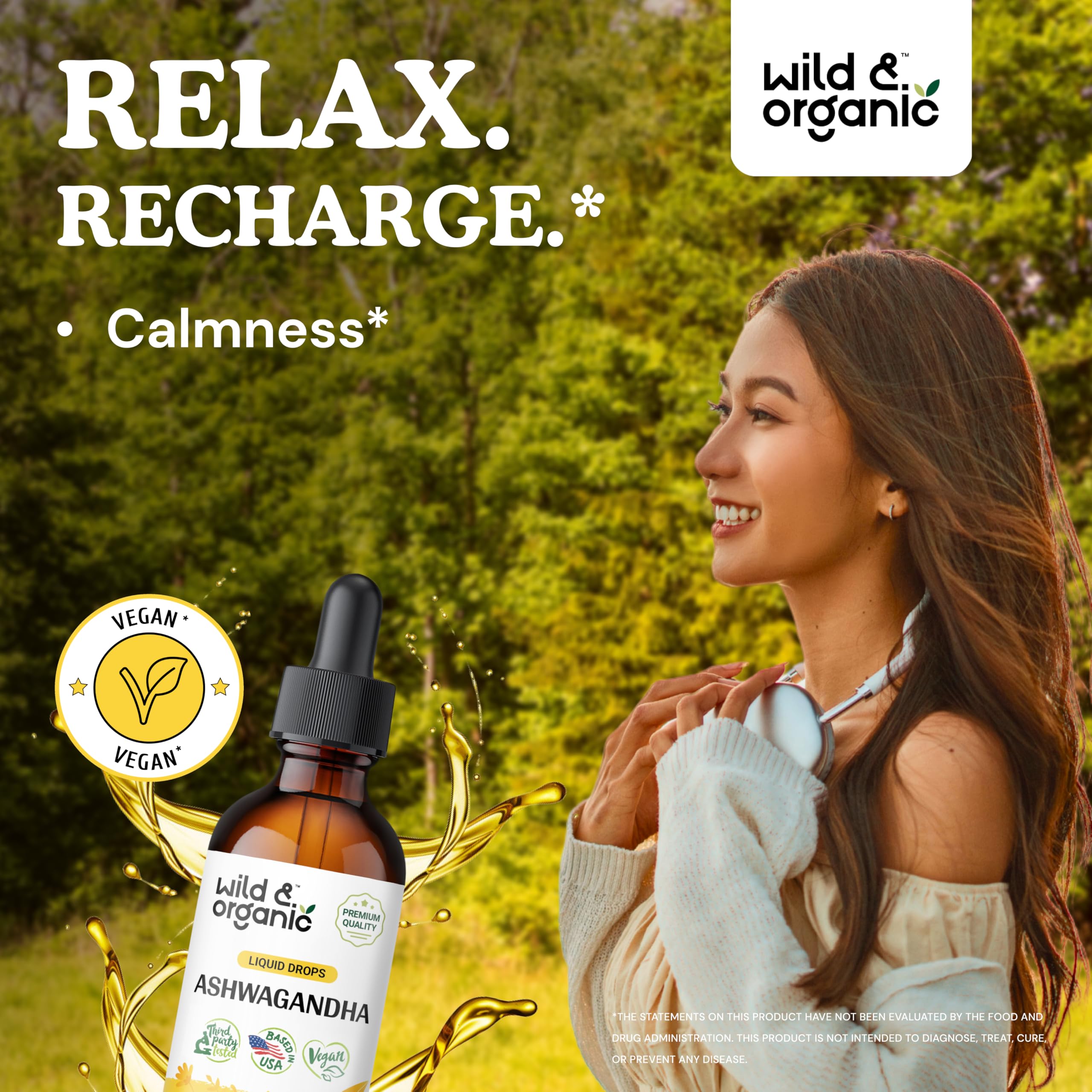Foto 3 pulgar | Suplemento Líquido De Ashwagandha Salvaje Y Orgánico, 60 Ml, Vegano - Venta Internacional.