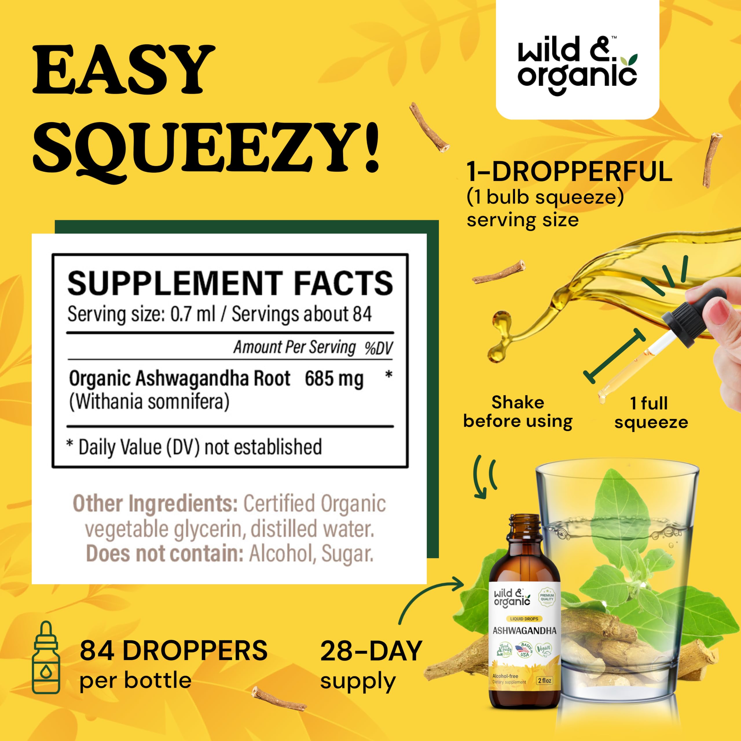 Foto 4 pulgar | Suplemento Líquido De Ashwagandha Salvaje Y Orgánico, 60 Ml, Vegano - Venta Internacional.