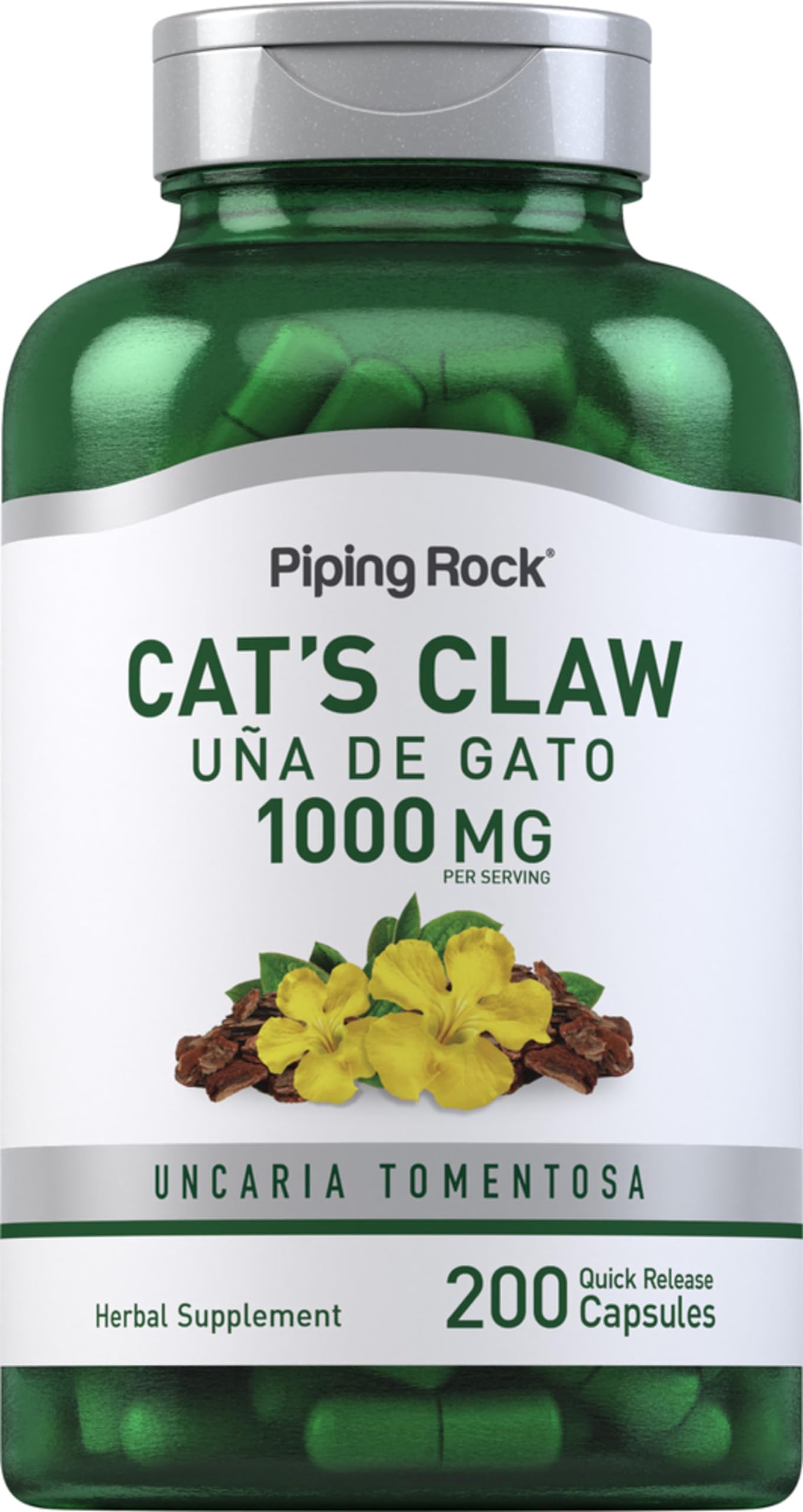 Suplemento Piping Rock Cat's Claw, Cápsulas De 1000 Mg, 200 Unidades - Venta Internacional.