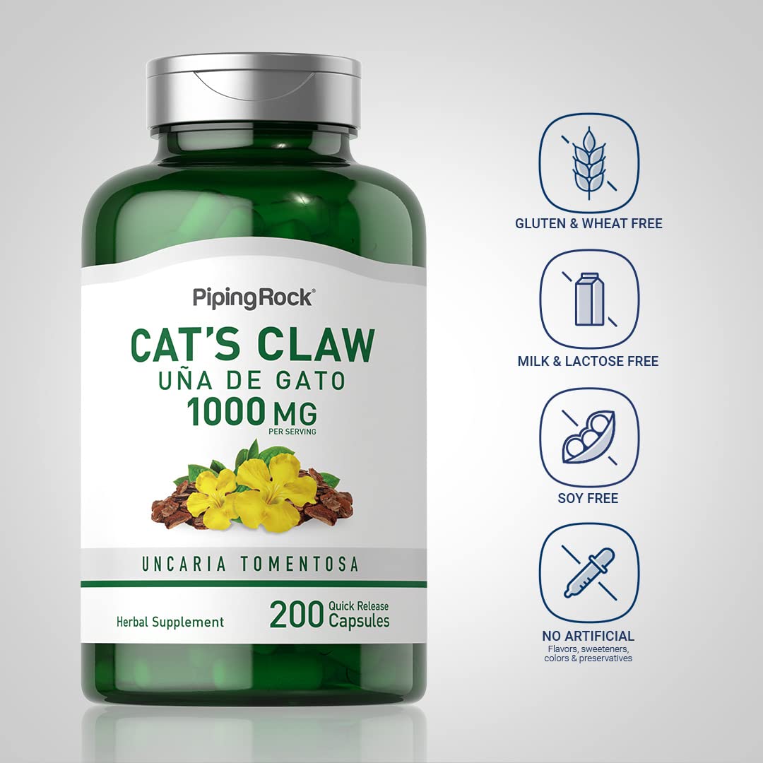 Foto 4 pulgar | Suplemento Piping Rock Cat's Claw, Cápsulas De 1000 Mg, 200 Unidades - Venta Internacional.