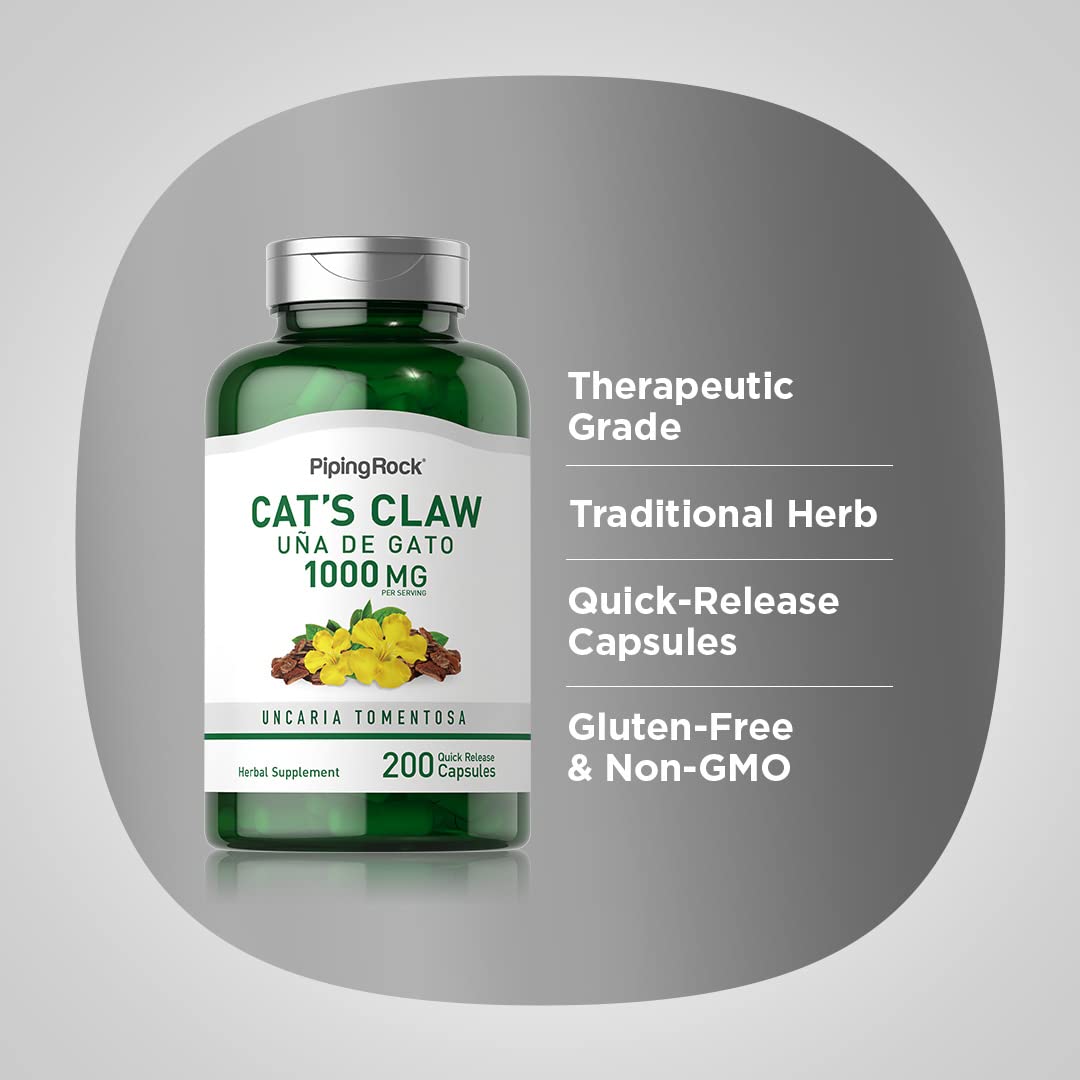 Foto 5 pulgar | Suplemento Piping Rock Cat's Claw, Cápsulas De 1000 Mg, 200 Unidades - Venta Internacional.