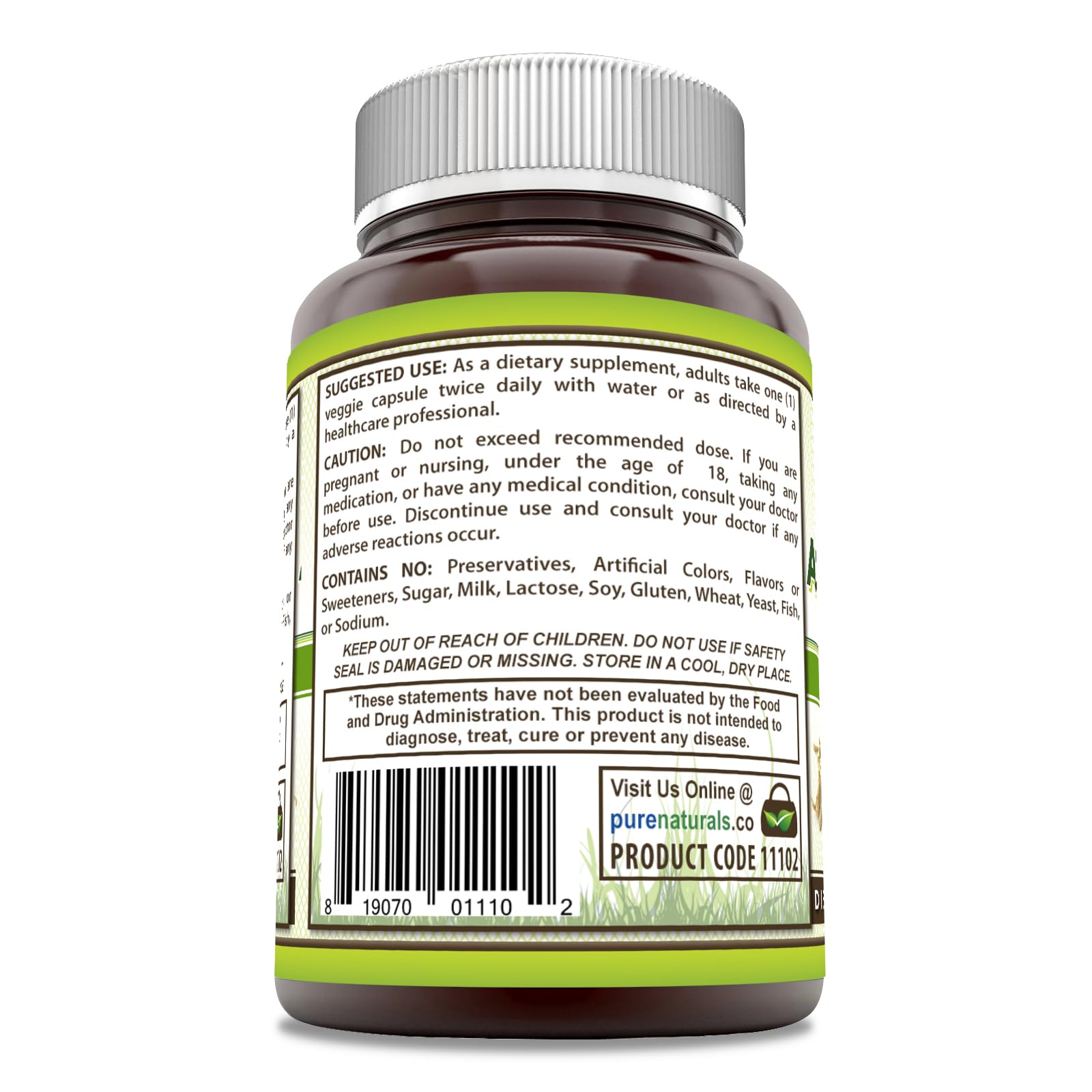 Foto 3 pulgar | Suplemento Pure Naturals Ashwagandha 500 Mg 120 Cápsulas - Venta Internacional.