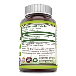 Foto 3 | Suplemento Pure Naturals Ashwagandha 500 Mg 120 Cápsulas - Venta Internacional.