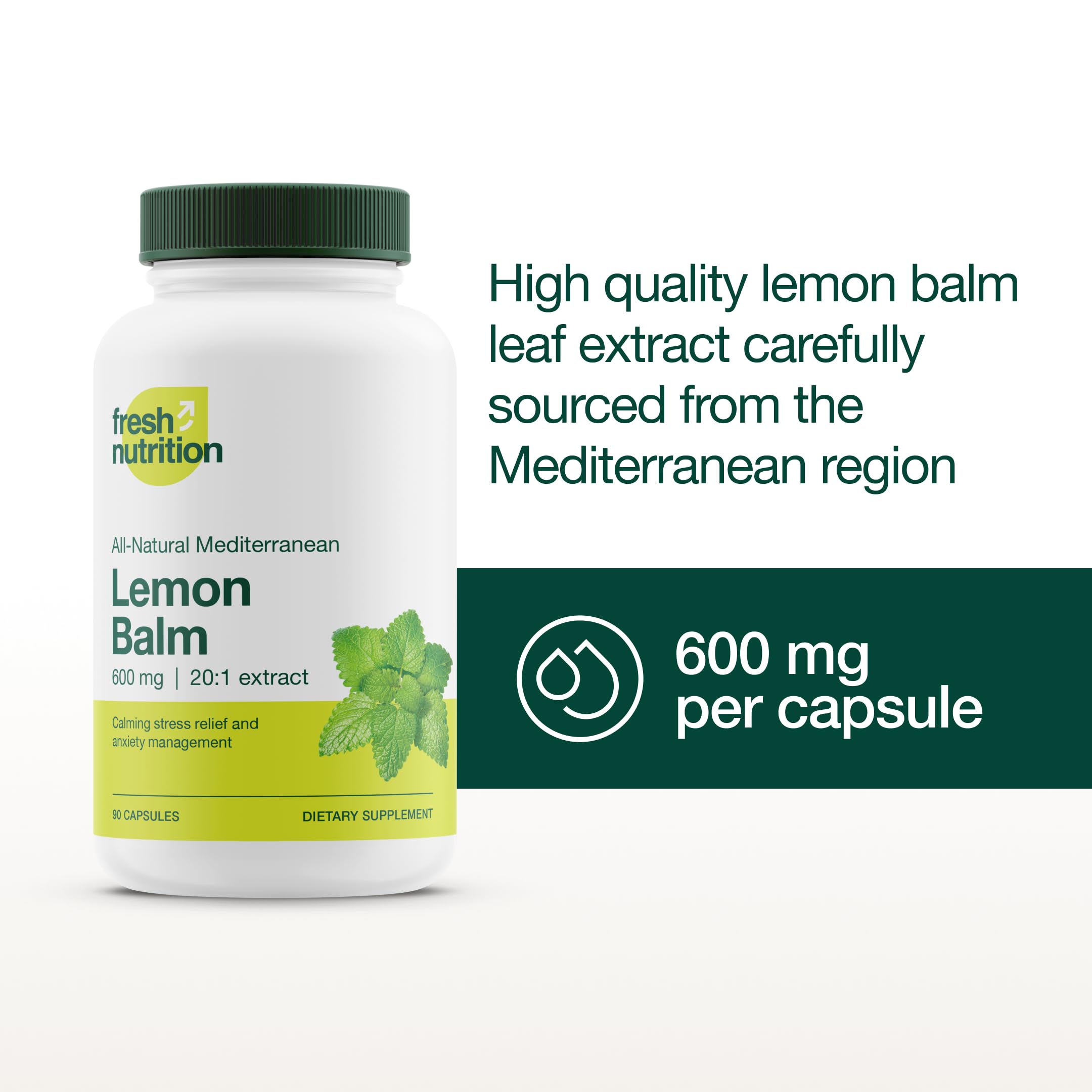 Foto 5 pulgar | Extracto De Bálsamo De Limón Supplement Fresh Nutrition 600 Mg 90 Cápsulas - Venta Internacional.