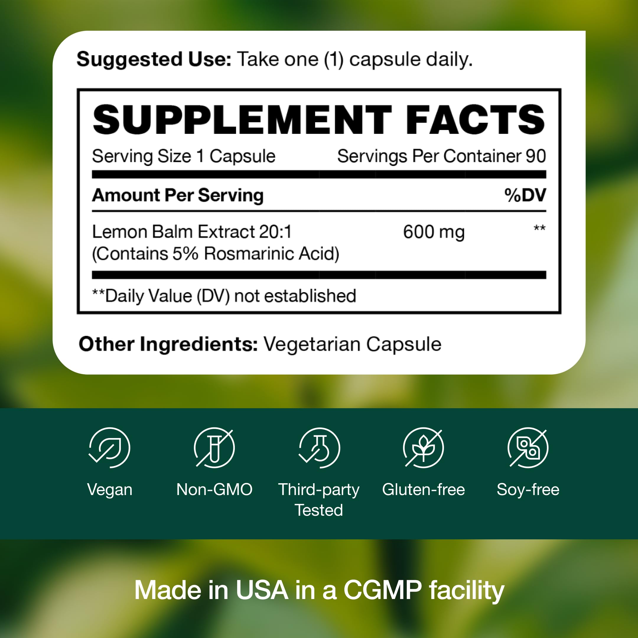 Foto 8 pulgar | Extracto De Bálsamo De Limón Supplement Fresh Nutrition 600 Mg 90 Cápsulas - Venta Internacional.