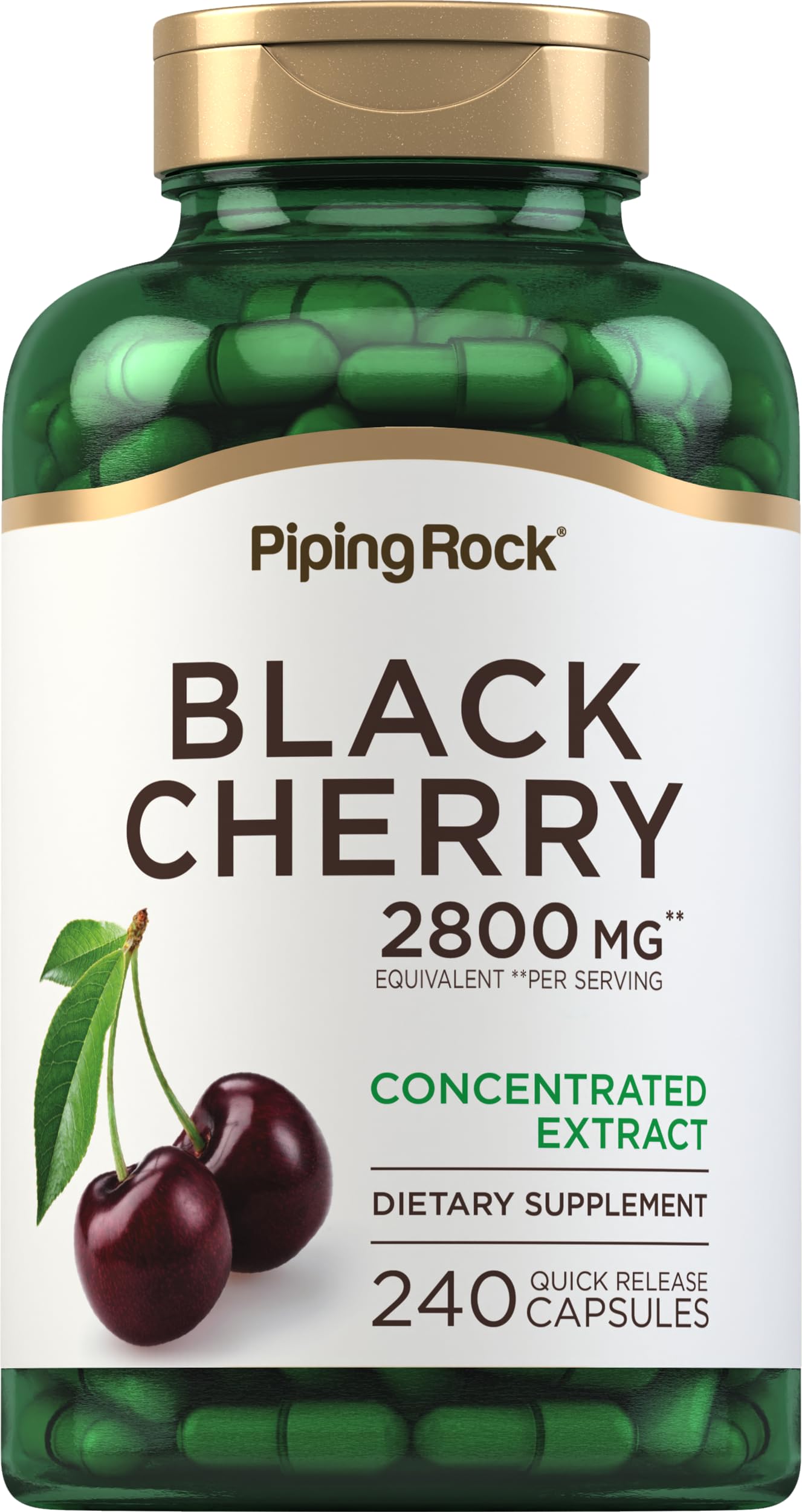 Foto 2 pulgar | Suplemento Piping Rock, Cápsulas De Cereza Negra, 2800 Mg, 240 Unidades - Venta Internacional.