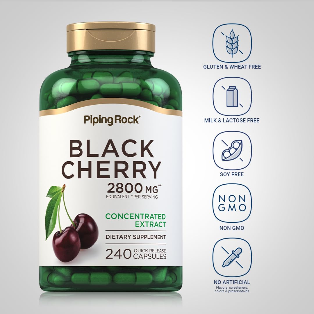 Foto 4 pulgar | Suplemento Piping Rock, Cápsulas De Cereza Negra, 2800 Mg, 240 Unidades - Venta Internacional.