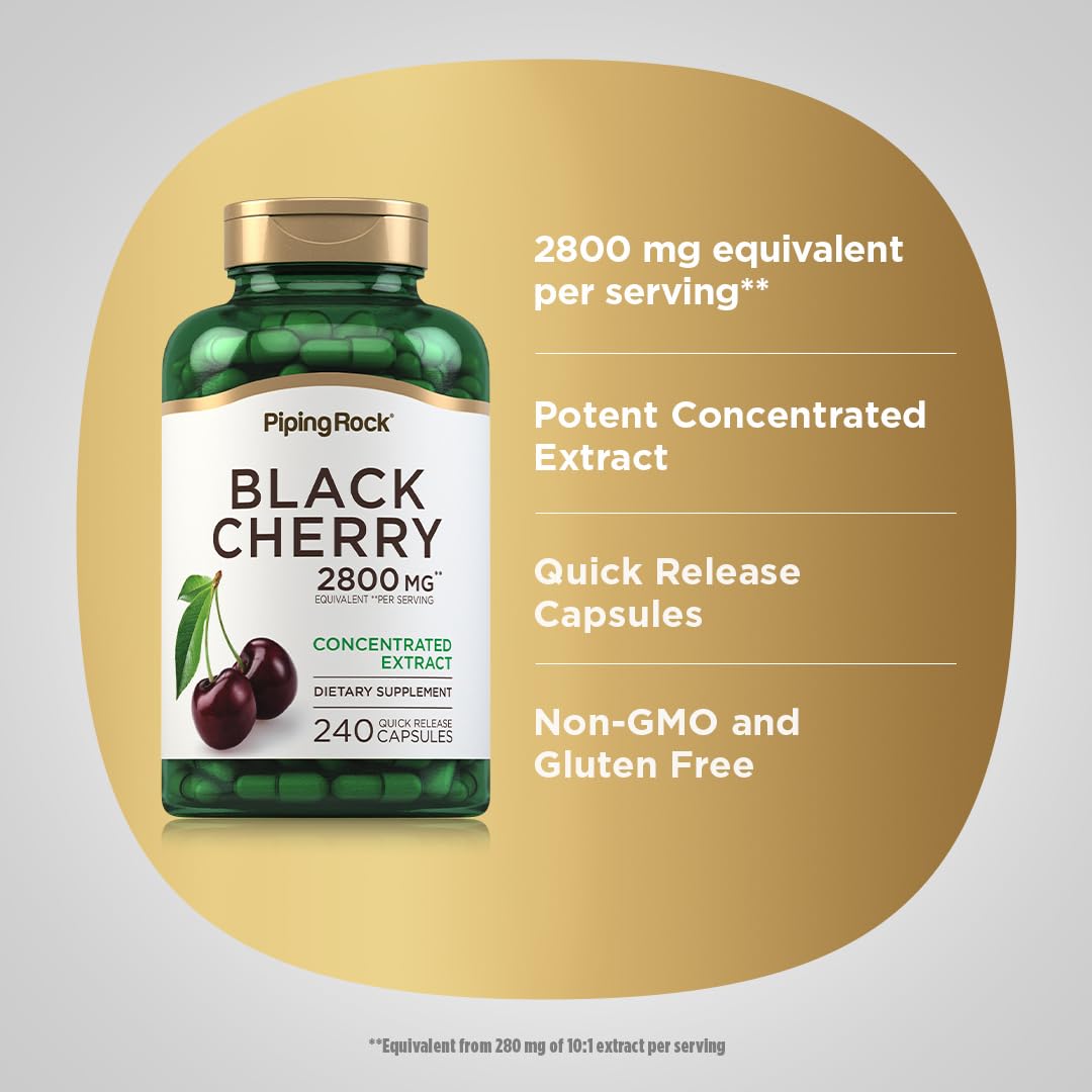Foto 4 | Suplemento Piping Rock, Cápsulas De Cereza Negra, 2800 Mg, 240 Unidades - Venta Internacional.