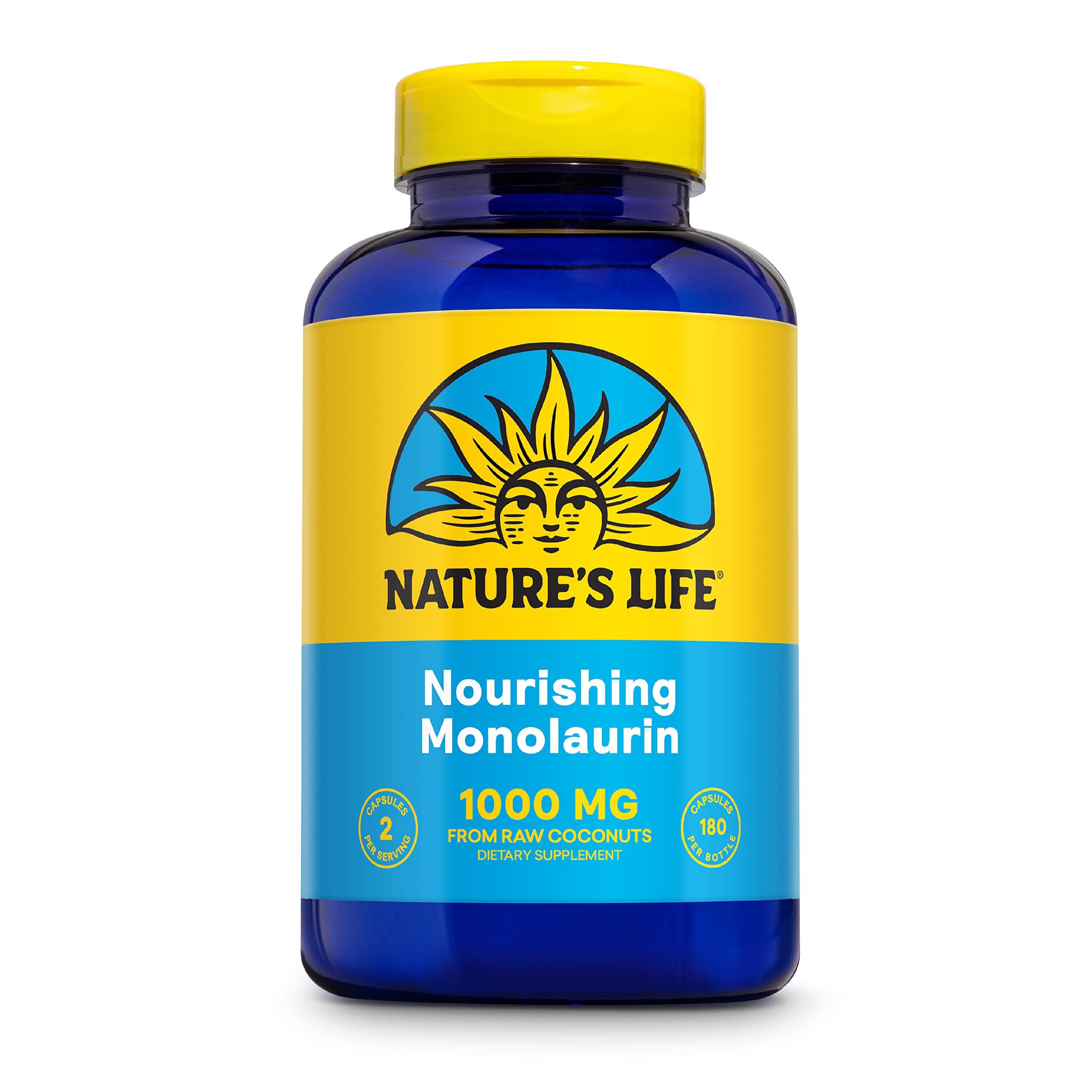 Suplemento Nature's Life, Cápsulas De Monolaurina, 1000 Mg, 180 Unidades - Venta Internacional.