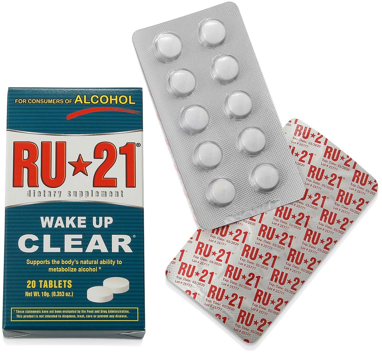 Foto 3 pulgar | Paquete De 20 Píldoras De Suplemento Dietético Ru-21 Para Consumidores De Alcohol - Venta Internacional.