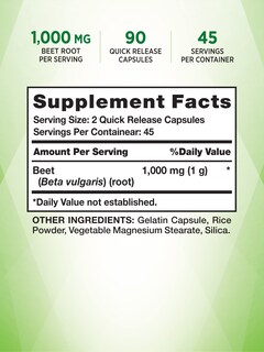 Foto 2 | Suplemento Nature's Truth, Cápsulas De Raíz De Remolacha, 1000 Mg, 90 Píldoras - Venta Internacional.
