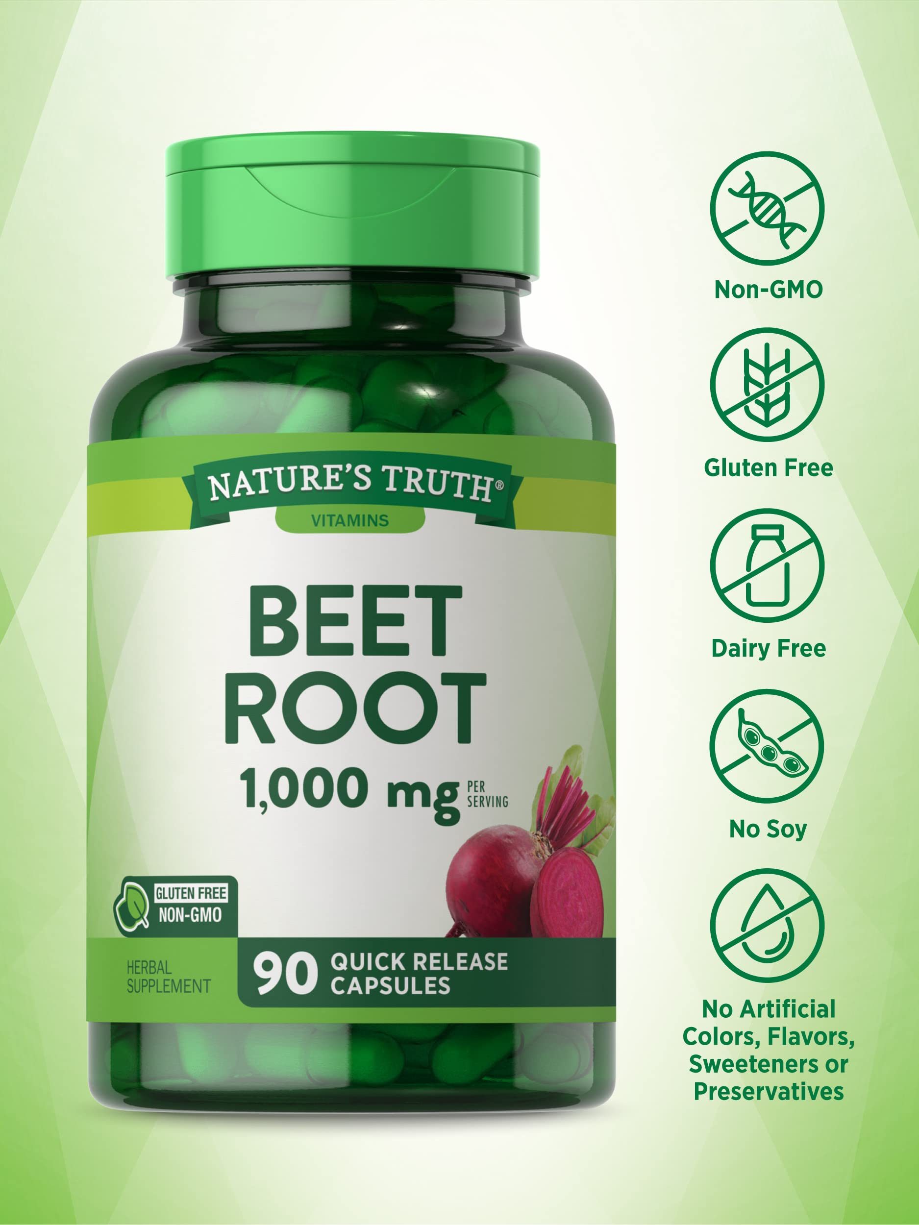 Foto 4 pulgar | Suplemento Nature's Truth, Cápsulas De Raíz De Remolacha, 1000 Mg, 90 Píldoras - Venta Internacional.