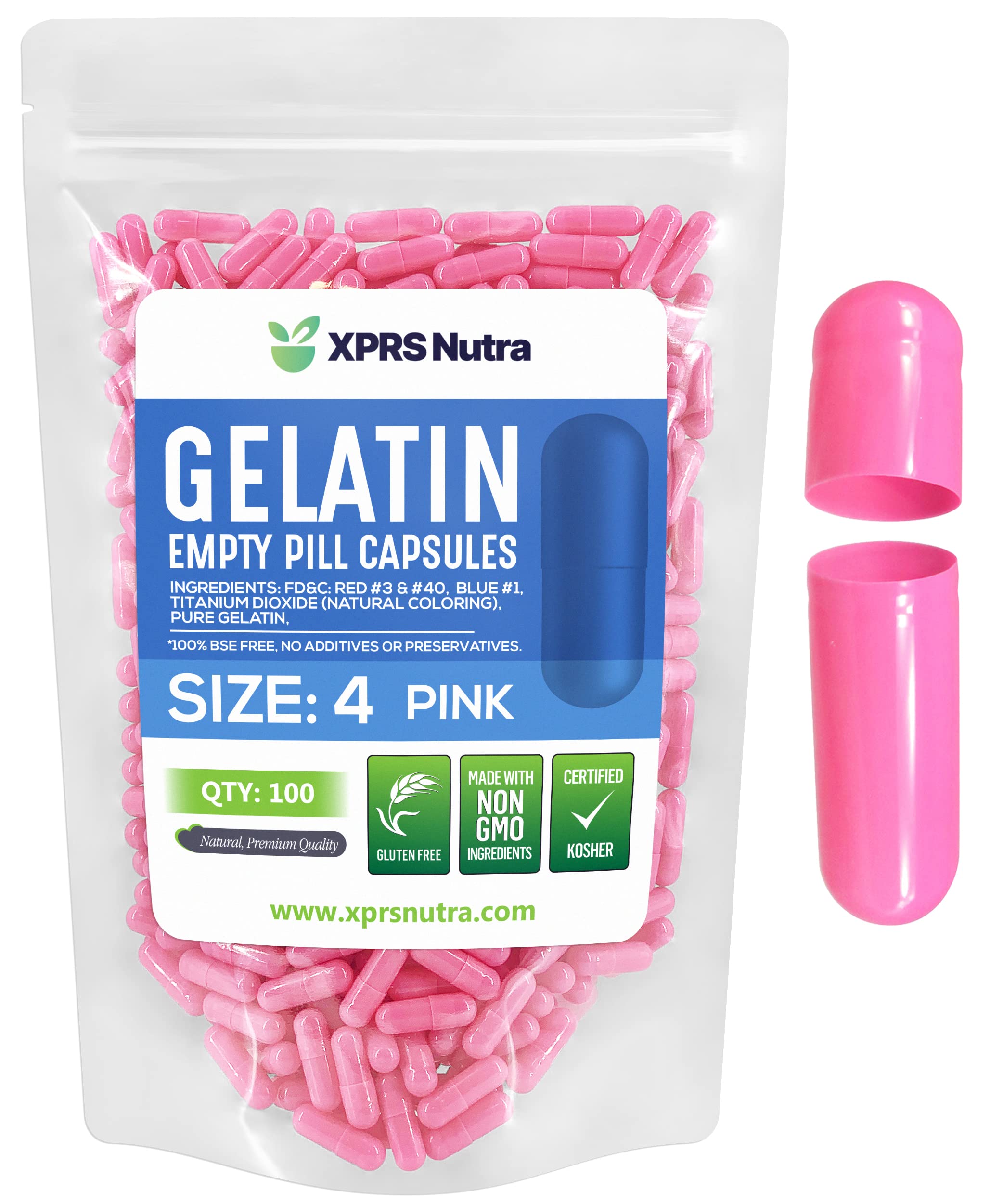 Cápsulas De Gelatina Vacías Xprs Nutra, Tamaño 4, 100 Unidades - Venta Internacional.
