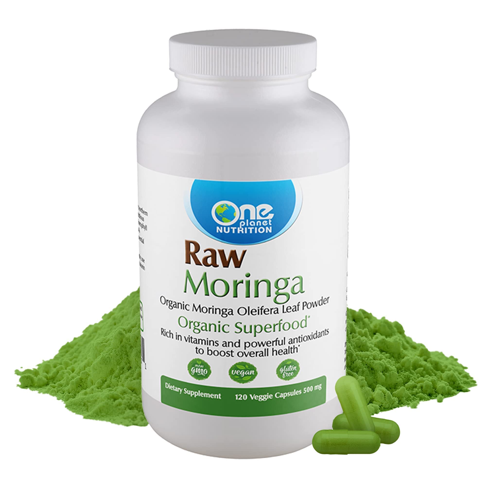 Suplemento De Moringa Orgánica One Planet Nutrition 500 Mg X120 - Venta Internacional.