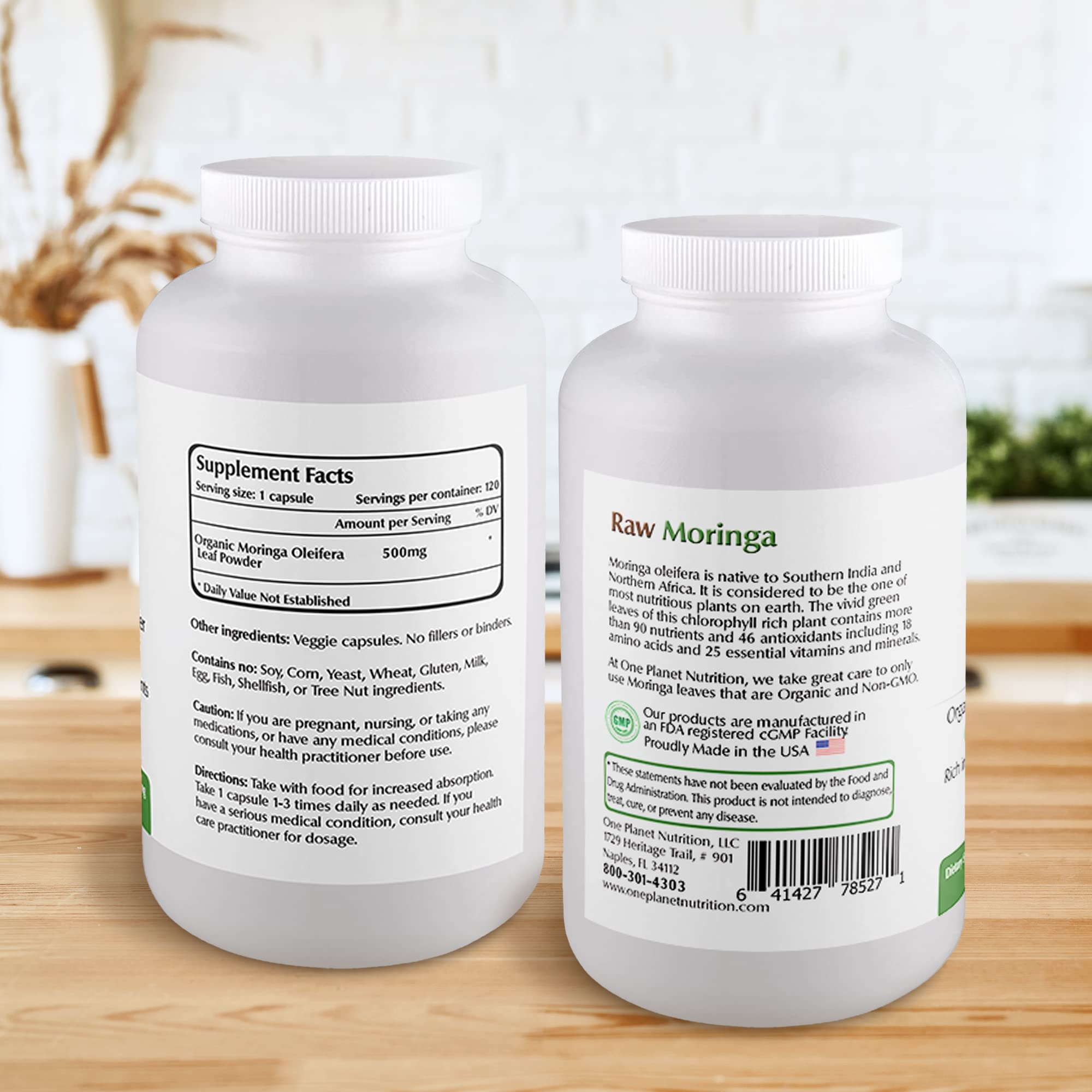 Foto 3 pulgar | Suplemento De Moringa Orgánica One Planet Nutrition 500 Mg X120 - Venta Internacional.