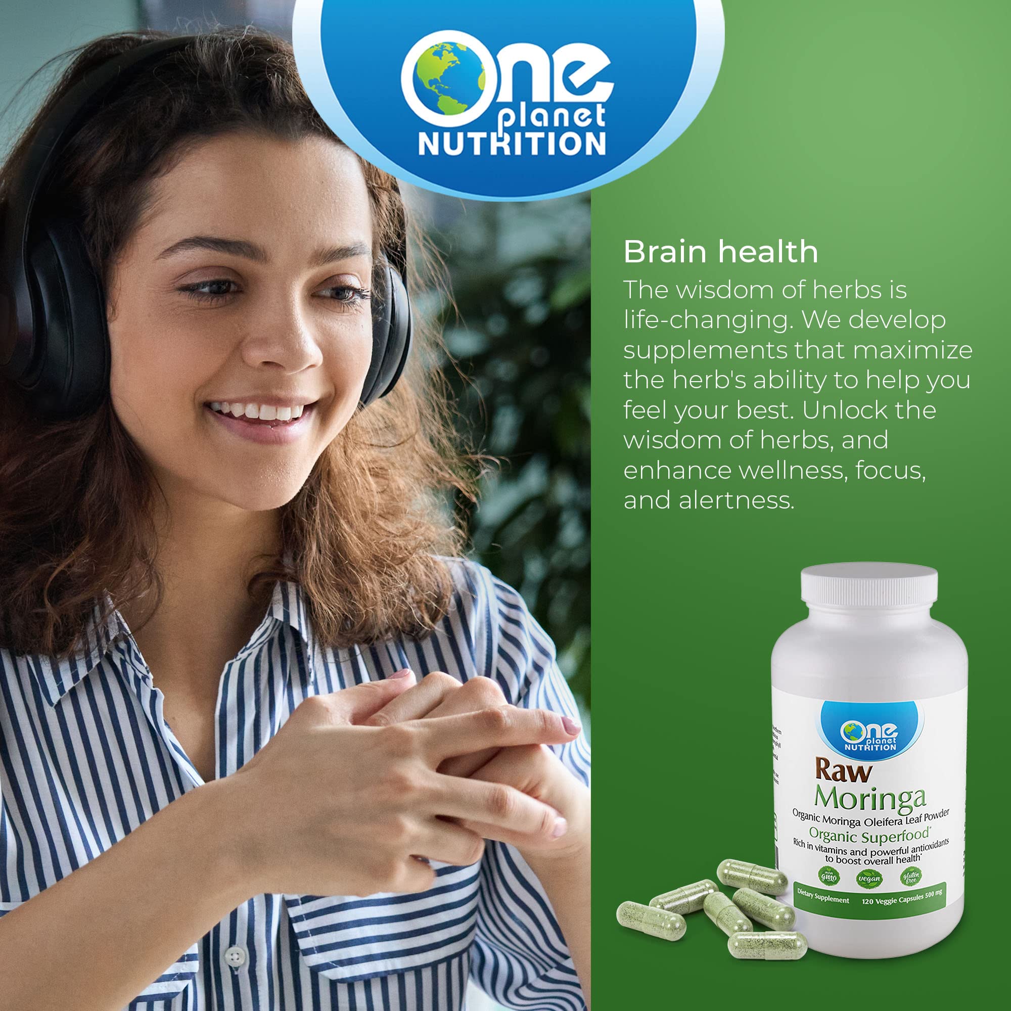 Foto 8 pulgar | Suplemento De Moringa Orgánica One Planet Nutrition 500 Mg X120 - Venta Internacional.