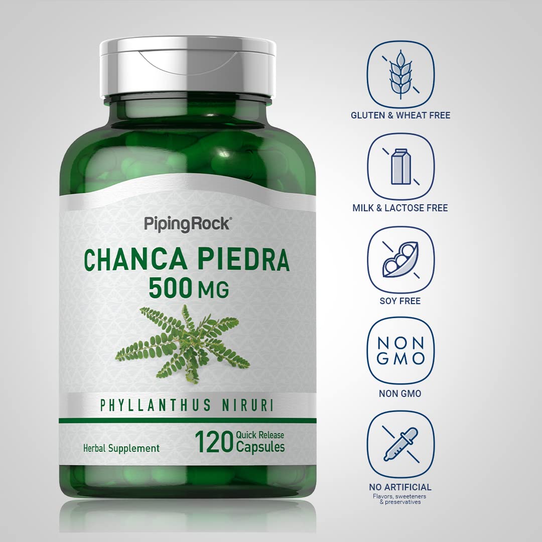 Foto 4 pulgar | Suplemento Piping Rock Chanca Piedra En Cápsulas, 500 Mg, 120 Unidades - Venta Internacional.