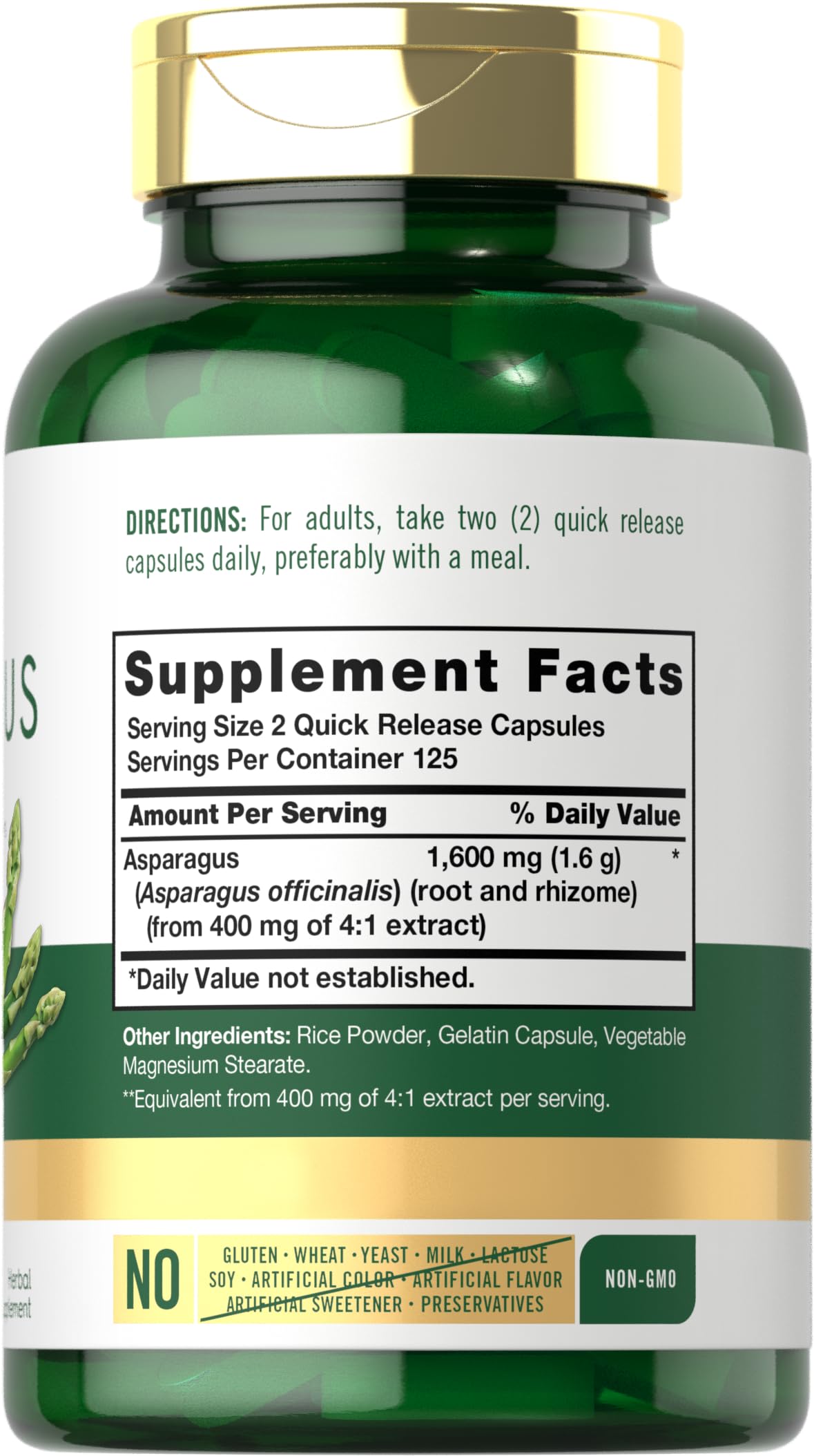 Foto 3 pulgar | Suplemento Carlyle Asparagus 1600 Mg 250 Cápsulas En Polvo - Venta Internacional.
