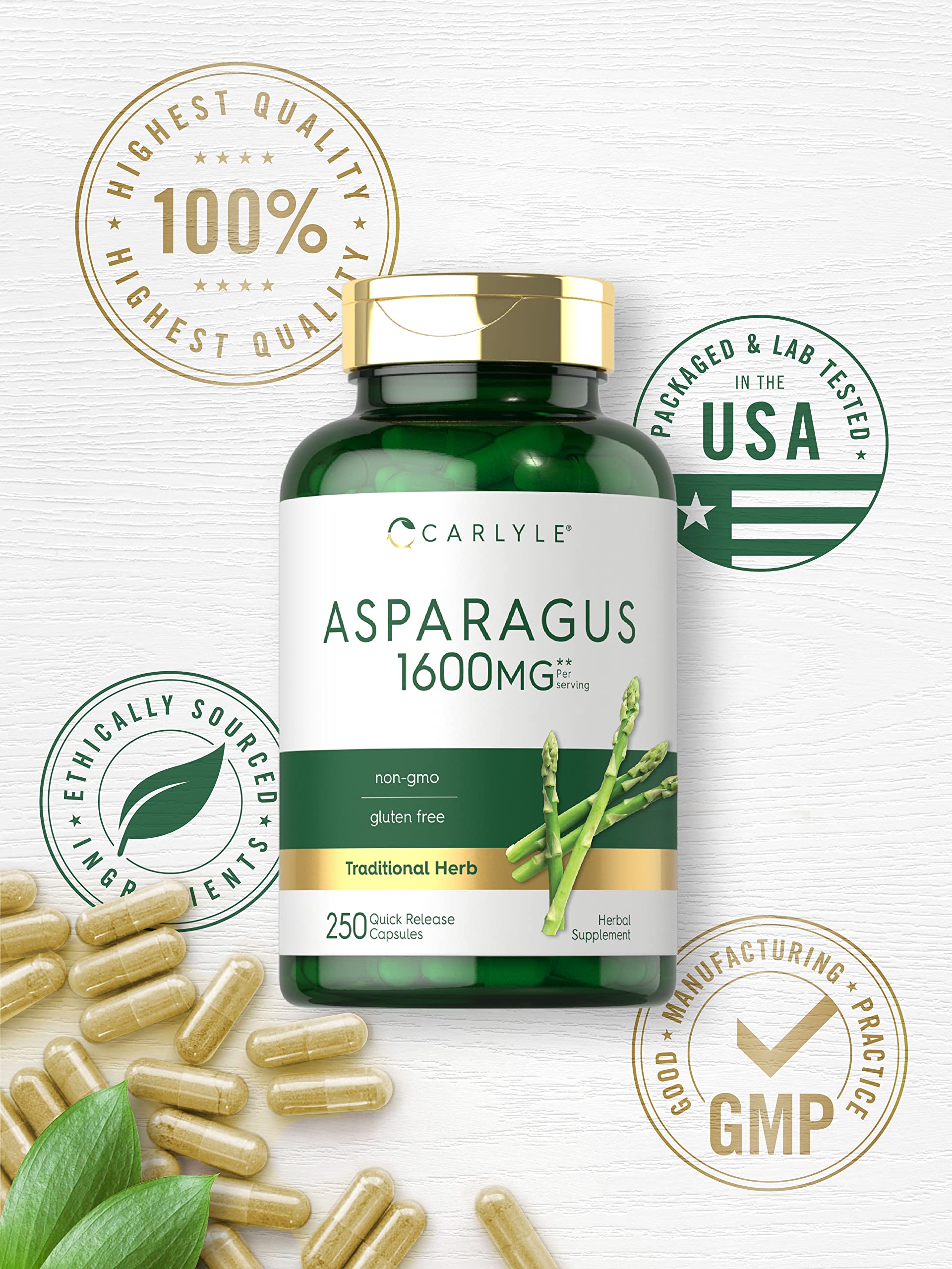 Foto 6 pulgar | Suplemento Carlyle Asparagus 1600 Mg 250 Cápsulas En Polvo - Venta Internacional.