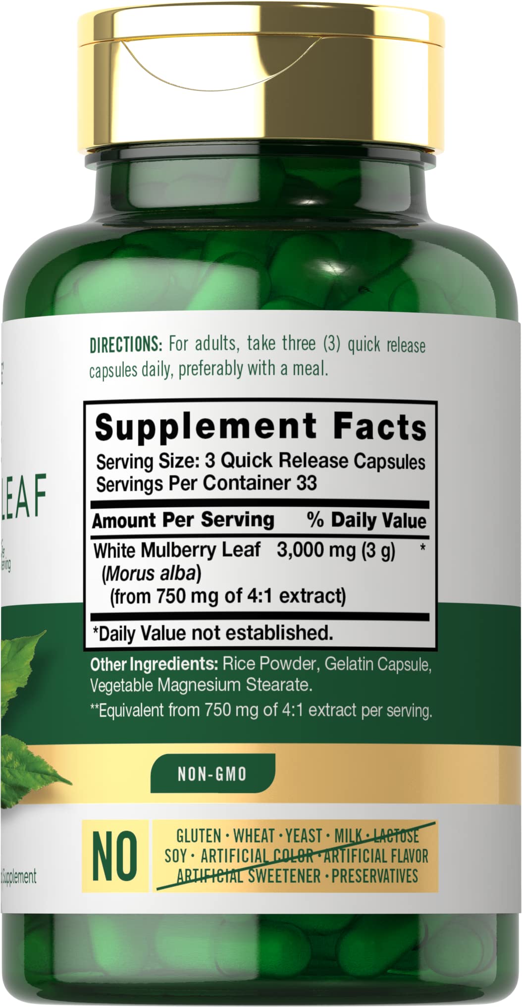 Foto 3 pulgar | Suplemento De Extracto De Hoja De Morera Blanca De Carlyle 3000 Mg 100 Cápsulas - Venta Internacional.
