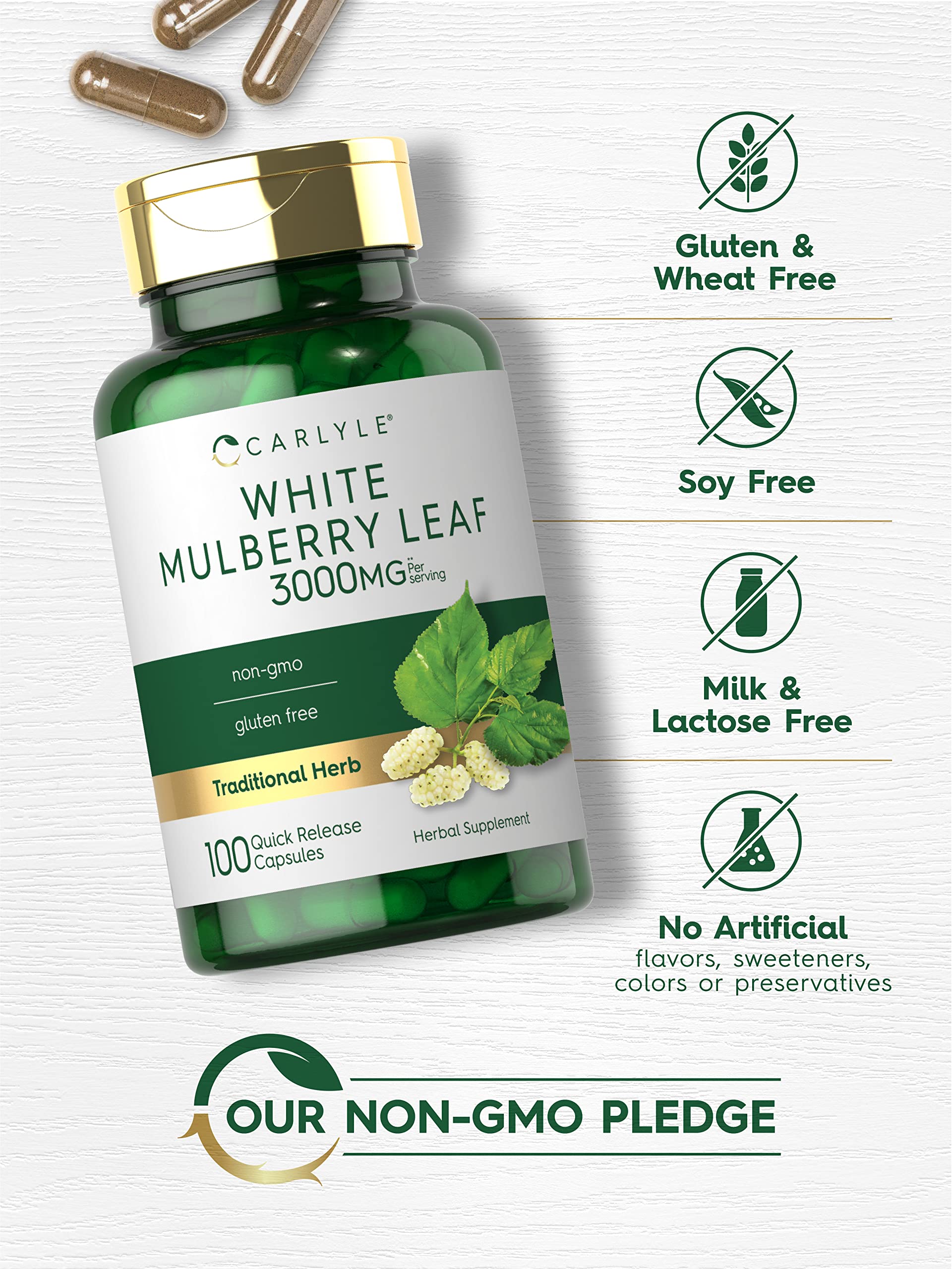 Foto 5 pulgar | Suplemento De Extracto De Hoja De Morera Blanca De Carlyle 3000 Mg 100 Cápsulas - Venta Internacional.