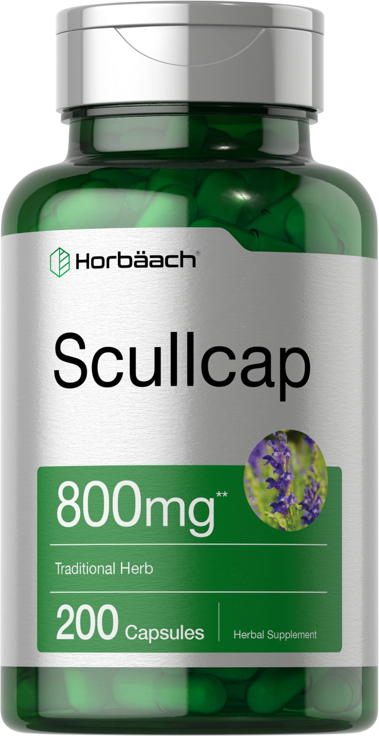 Foto 2 pulgar | Suplemento Horbäach Scullcap En Cápsulas, 800 Mg, 200 Unidades - Venta Internacional.
