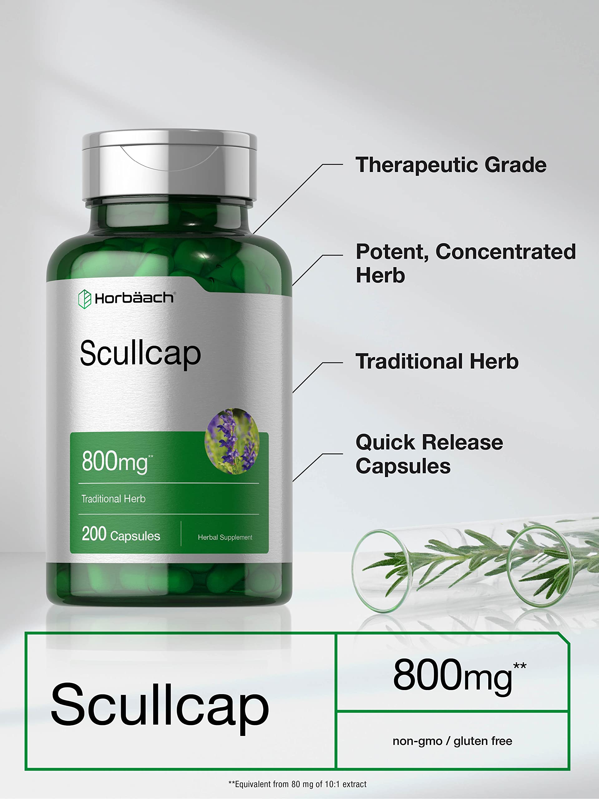 Foto 4 pulgar | Suplemento Horbäach Scullcap En Cápsulas, 800 Mg, 200 Unidades - Venta Internacional.