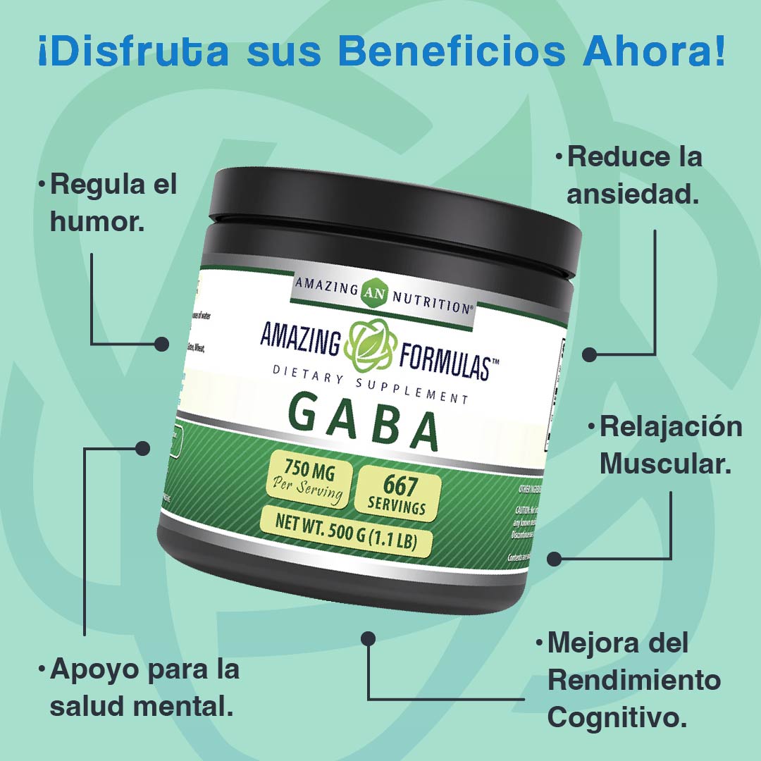Foto 3 pulgar | Amazing Formulas Gaba Powder Reducción Estrés Ansiedad 500 G