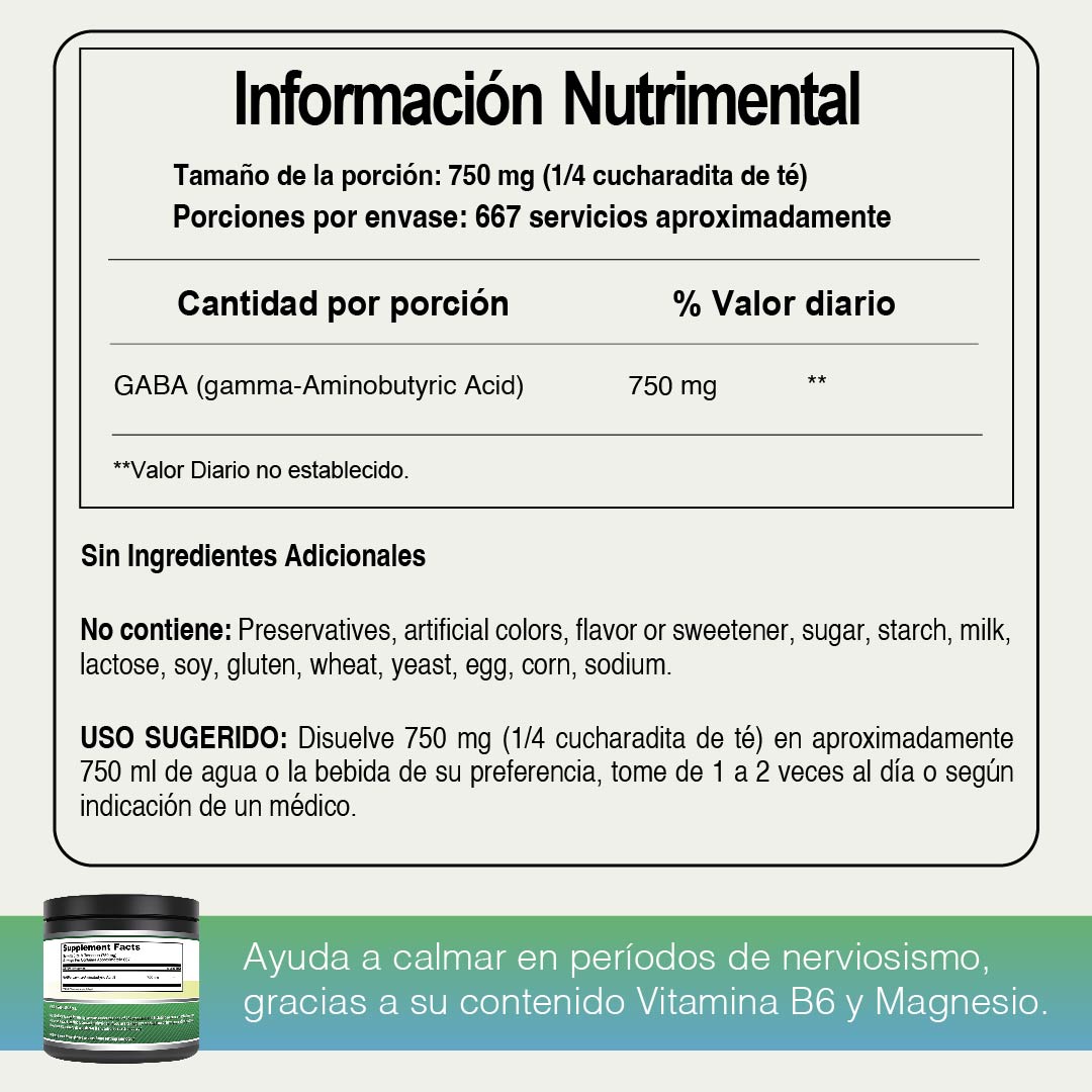 Foto 5 pulgar | Amazing Formulas Gaba Powder Reducción Estrés Ansiedad 500 G