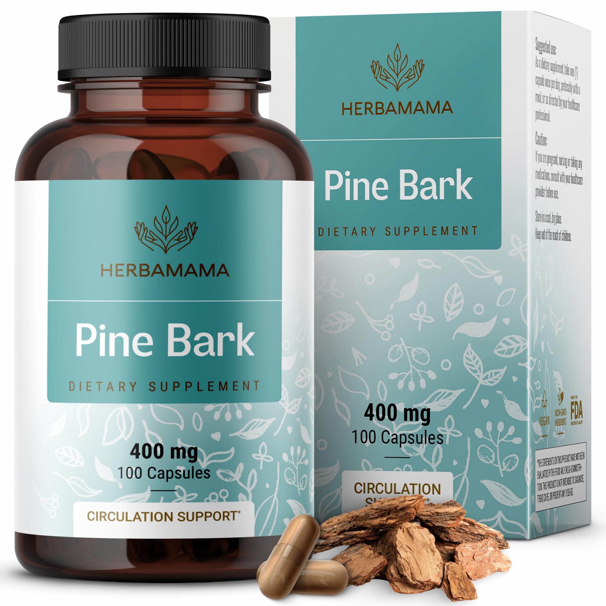 Foto 1 | Suplemento Herbamama Extracto De Corteza De Pino 400 Mg 100 Cápsulas - Venta Internacional.