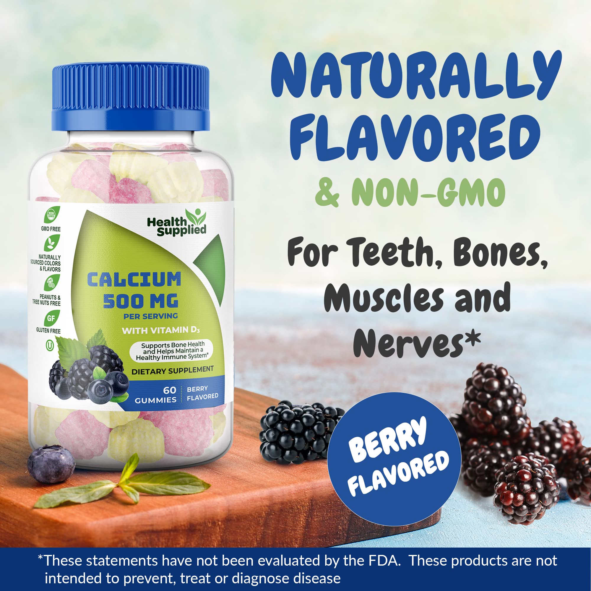 Foto 3 pulgar | Calcium Gummies Health Supplied, 500 Mg, 120 Unidades (paquete De 2) - Venta Internacional.