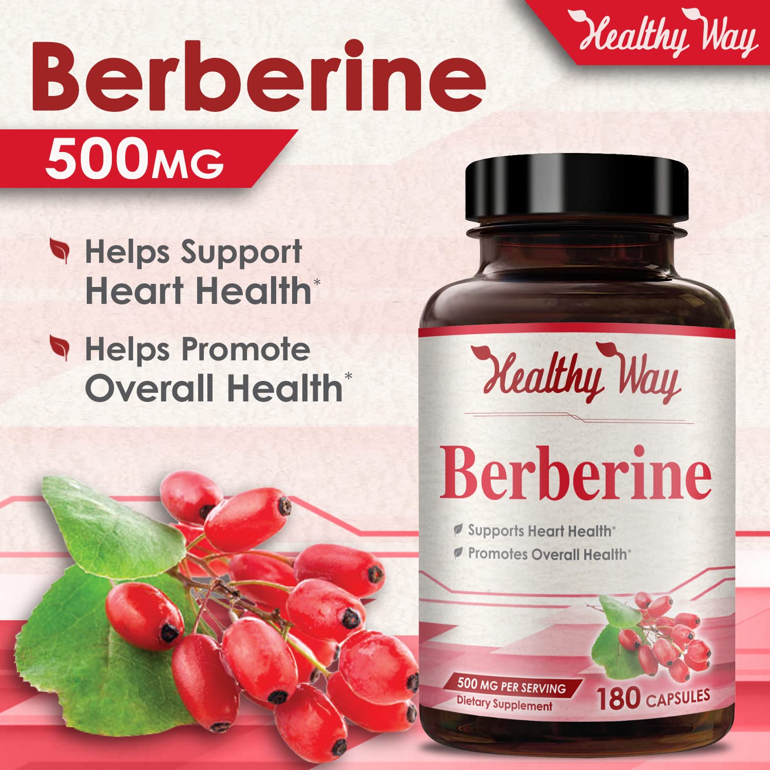 Foto 5 pulgar | Suplemento Healthyway Berberine 500 Mg 180 Cápsulas - Venta Internacional.