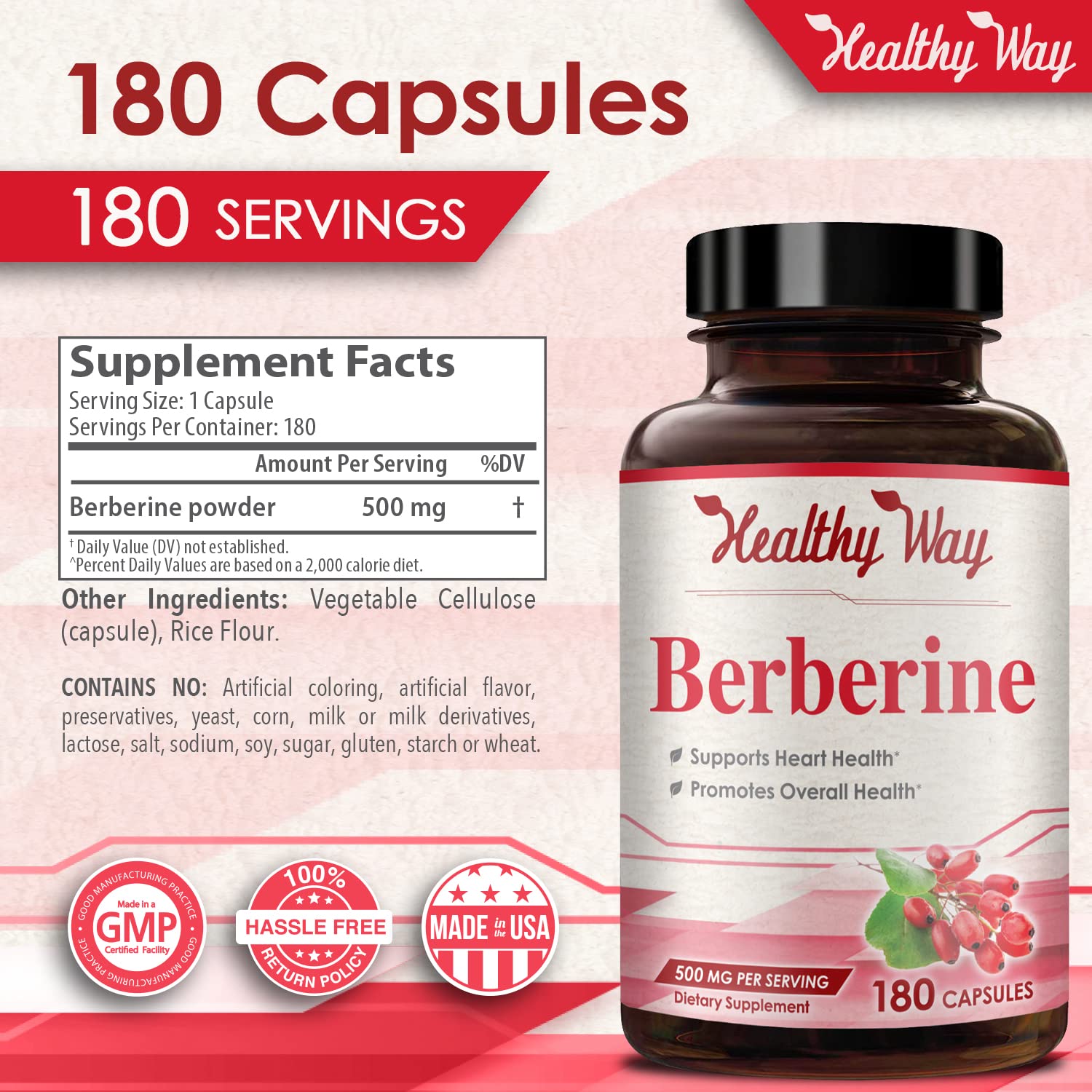 Foto 7 pulgar | Suplemento Healthyway Berberine 500 Mg 180 Cápsulas - Venta Internacional.