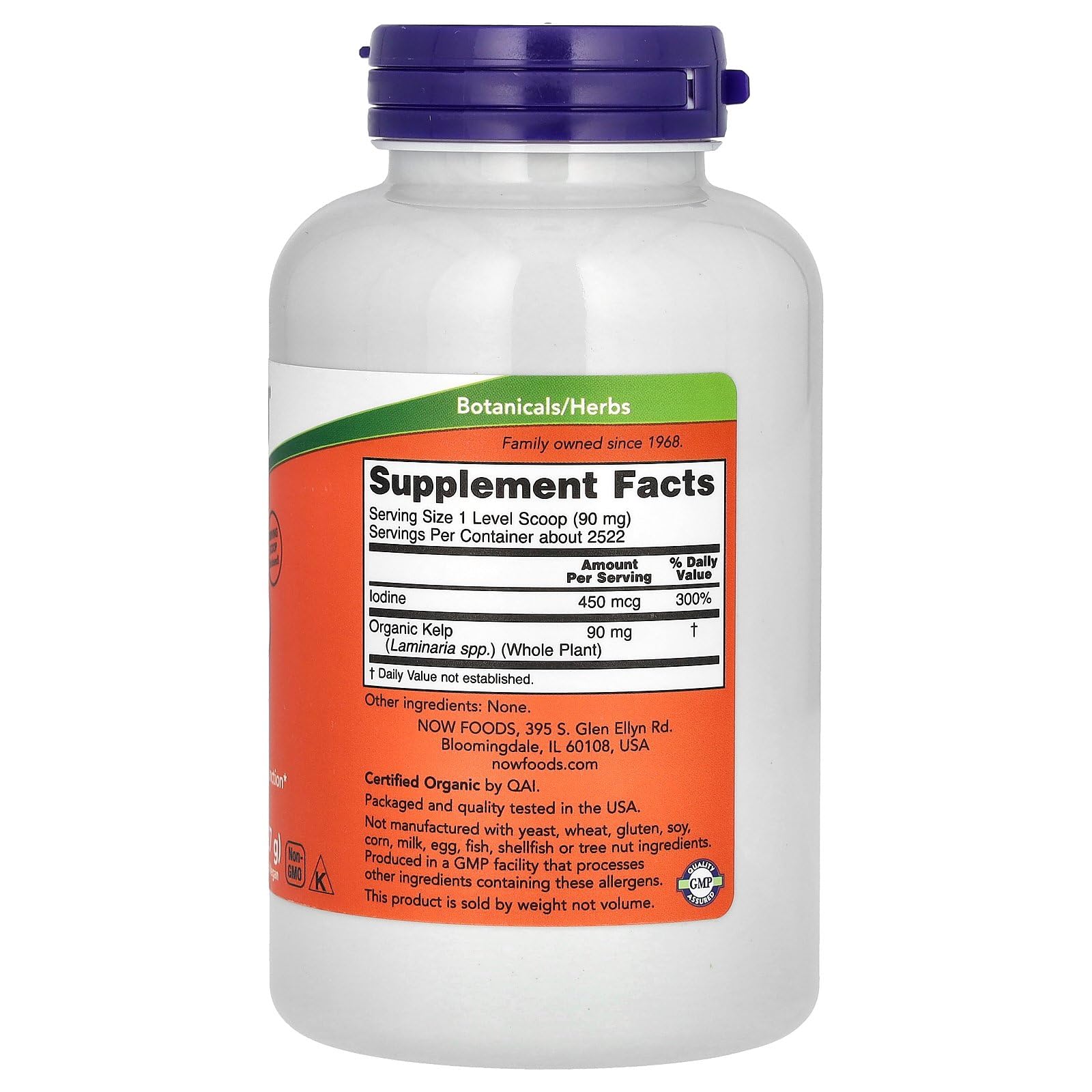 Foto 3 pulgar | Kelp Powder Now Foods Norwegian Organic 240 Ml - Venta Internacional.