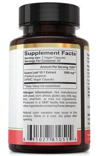 Foto 3 | Suplemento De Extracto De Hoja De Guayaba De Florida Herbal Pharmacy 120 Cápsulas - Venta Internacional.
