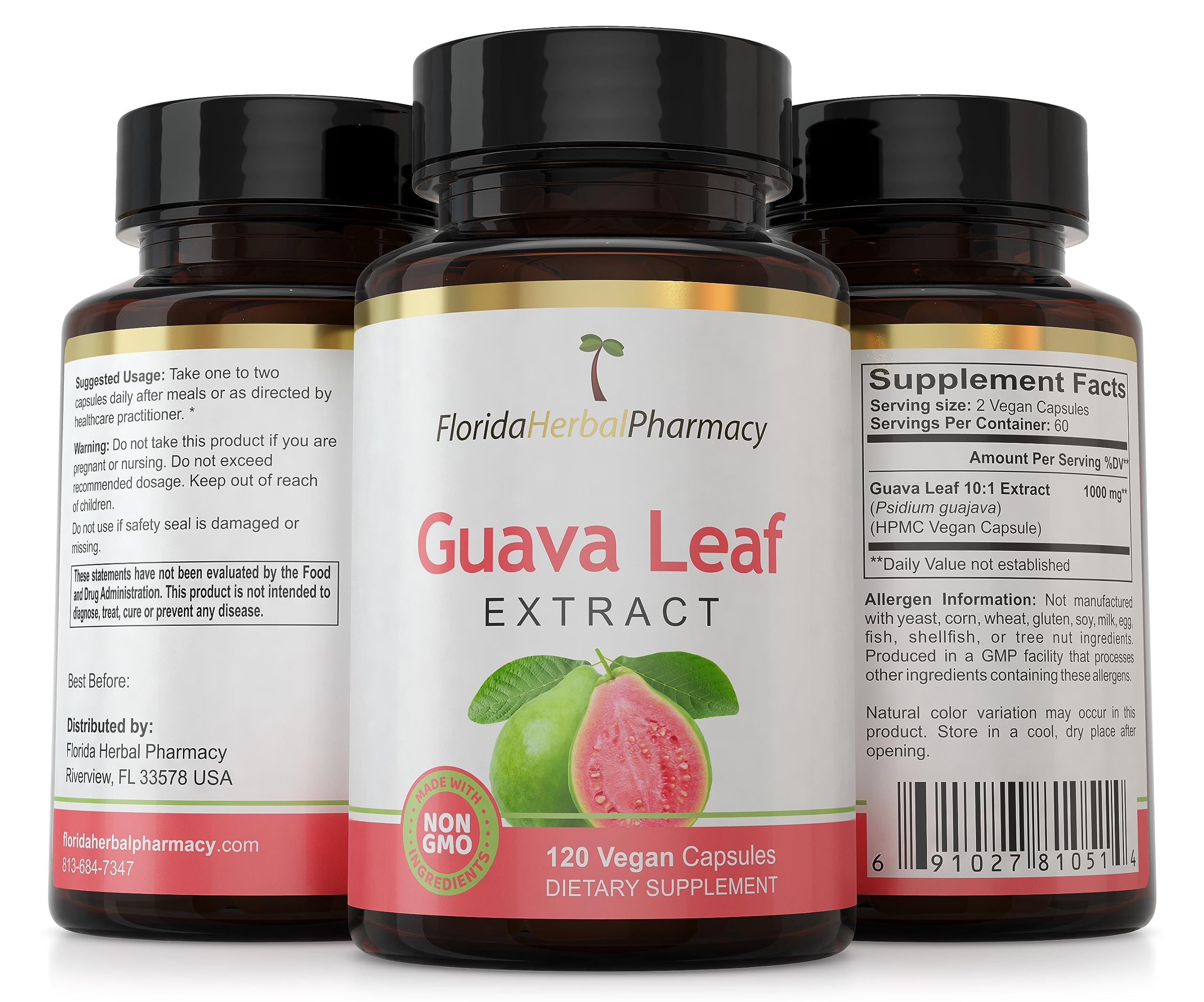 Foto 5 pulgar | Suplemento De Extracto De Hoja De Guayaba De Florida Herbal Pharmacy 120 Cápsulas - Venta Internacional.