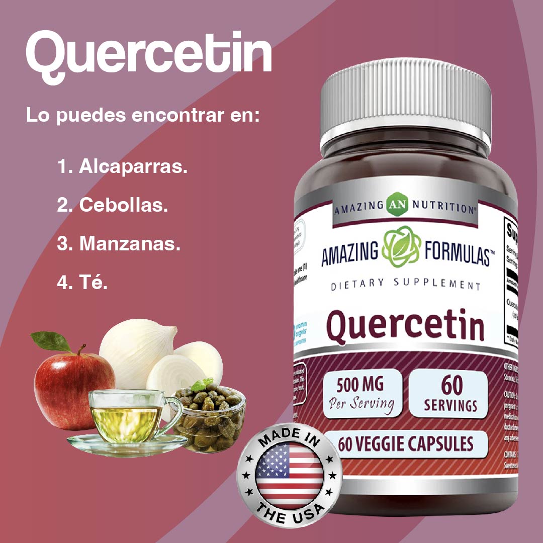 Foto 4 pulgar | Amazing Formulas Quercetin 500 Mg Quercetina Antioxidante Y Antiinflamatorio 60 Cápsulas
