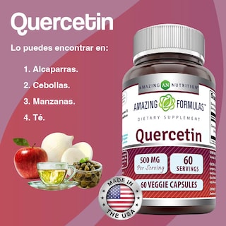 Foto 3 | Amazing Formulas Quercetin 500 Mg Quercetina Antioxidante Y Antiinflamatorio 60 Cápsulas