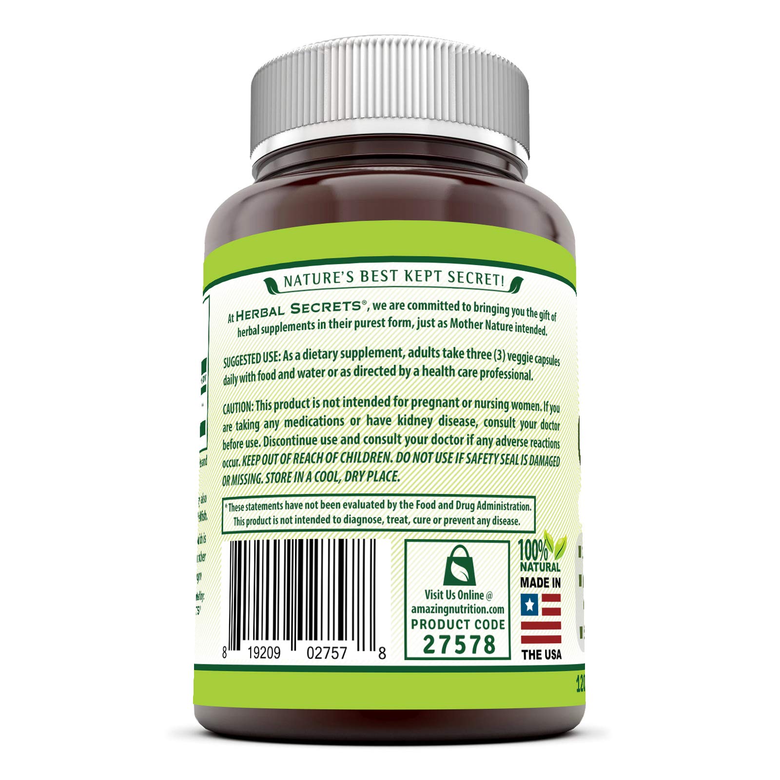 Foto 3 pulgar | Suplemento De Extracto De Semilla De Apio Herbal Secrets 1500 Mg 120 Cápsulas - Venta Internacional.