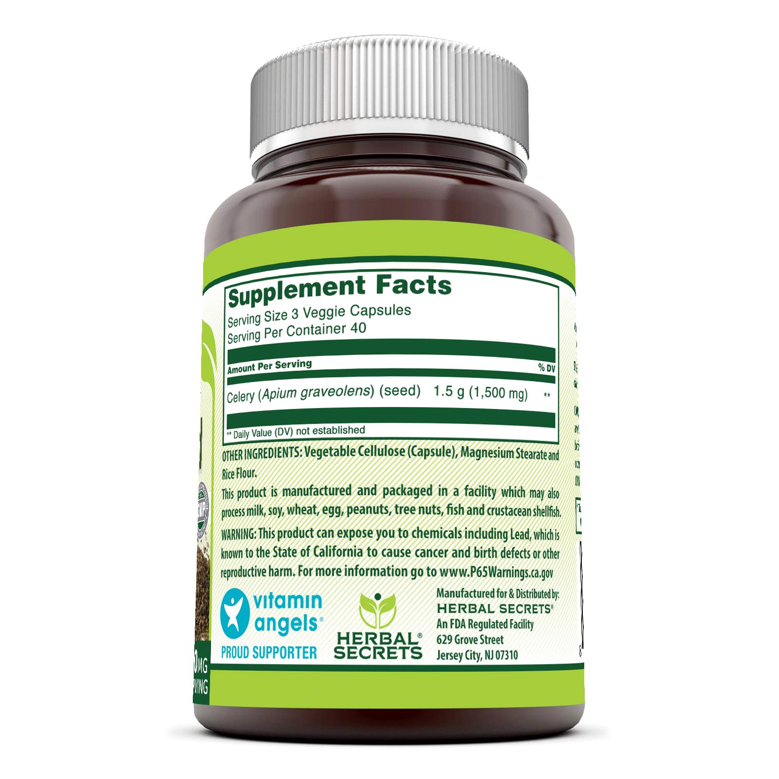 Foto 4 pulgar | Suplemento De Extracto De Semilla De Apio Herbal Secrets 1500 Mg 120 Cápsulas - Venta Internacional.