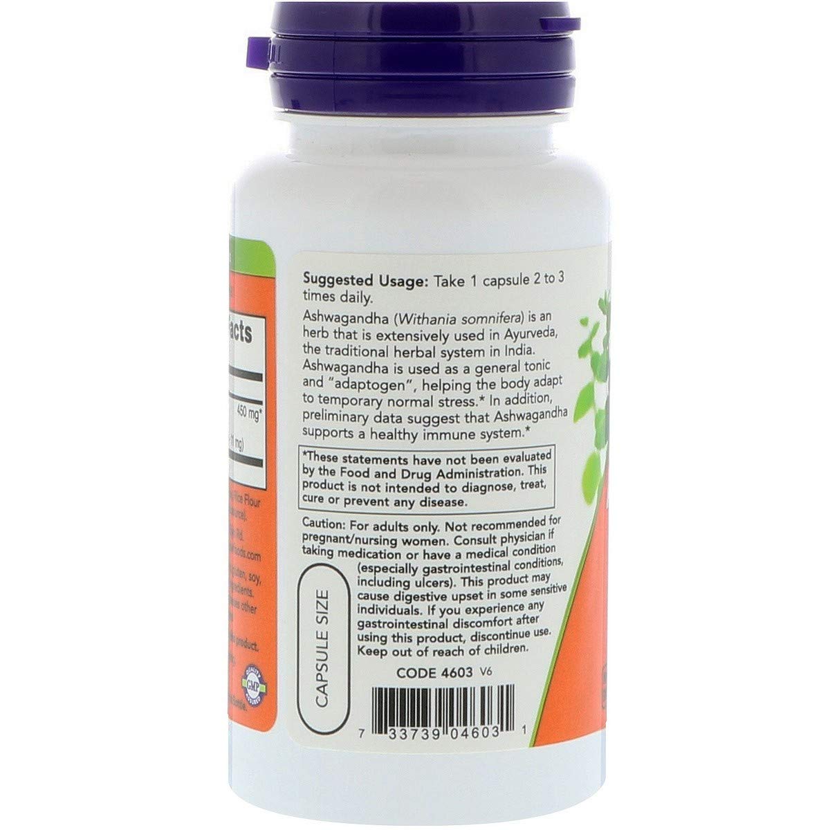 Foto 4 pulgar | Extracto Estandarizado De 450 Mg De Ashwagandha De Supplement Now Foods - Venta Internacional.