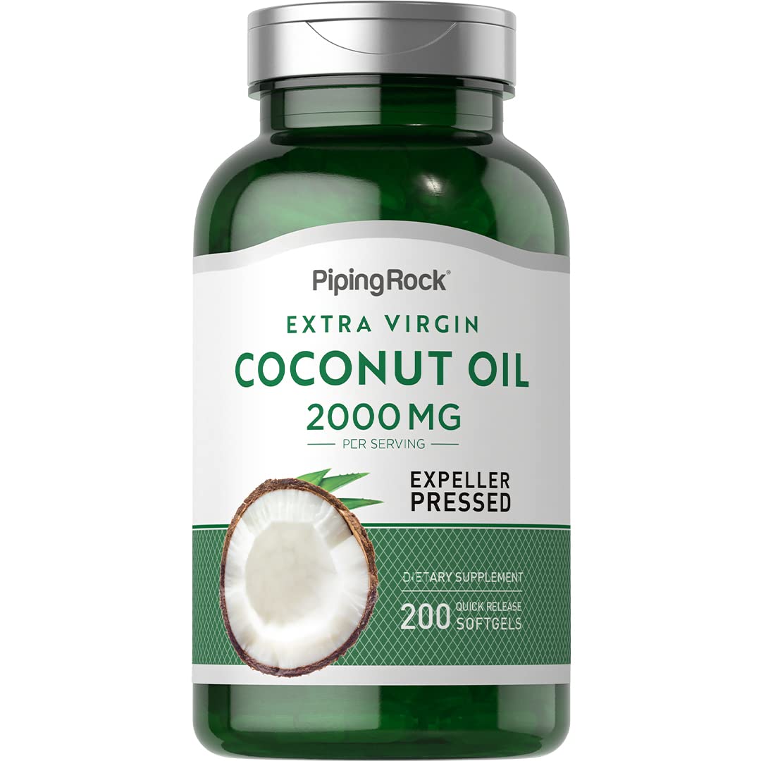 Cápsulas De Gel Blando De Aceite De Coco Piping Rock, 2000 Mg, 200 Unidades - Venta Internacional.